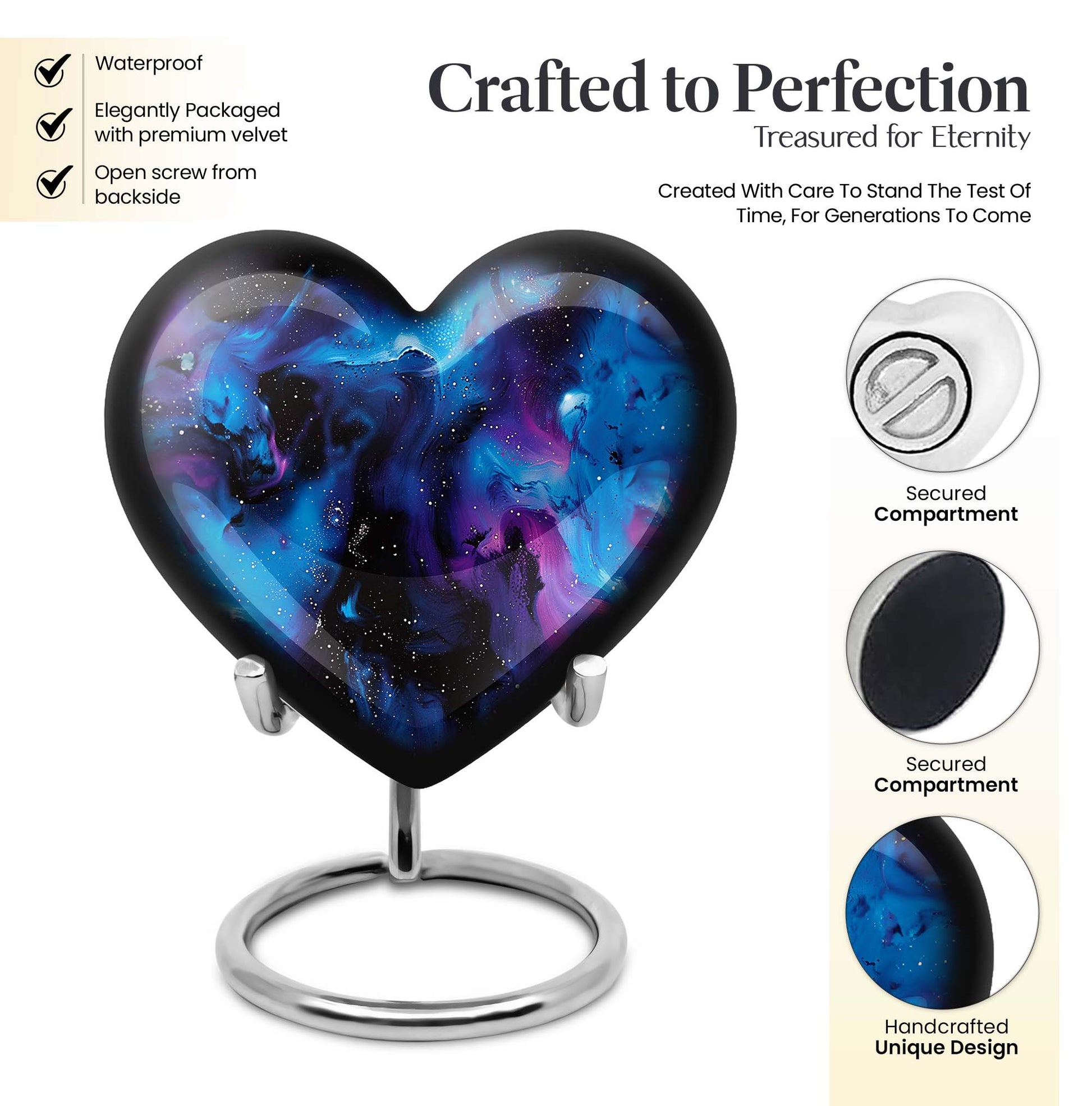 Galaxy Heart Urn For Ashes