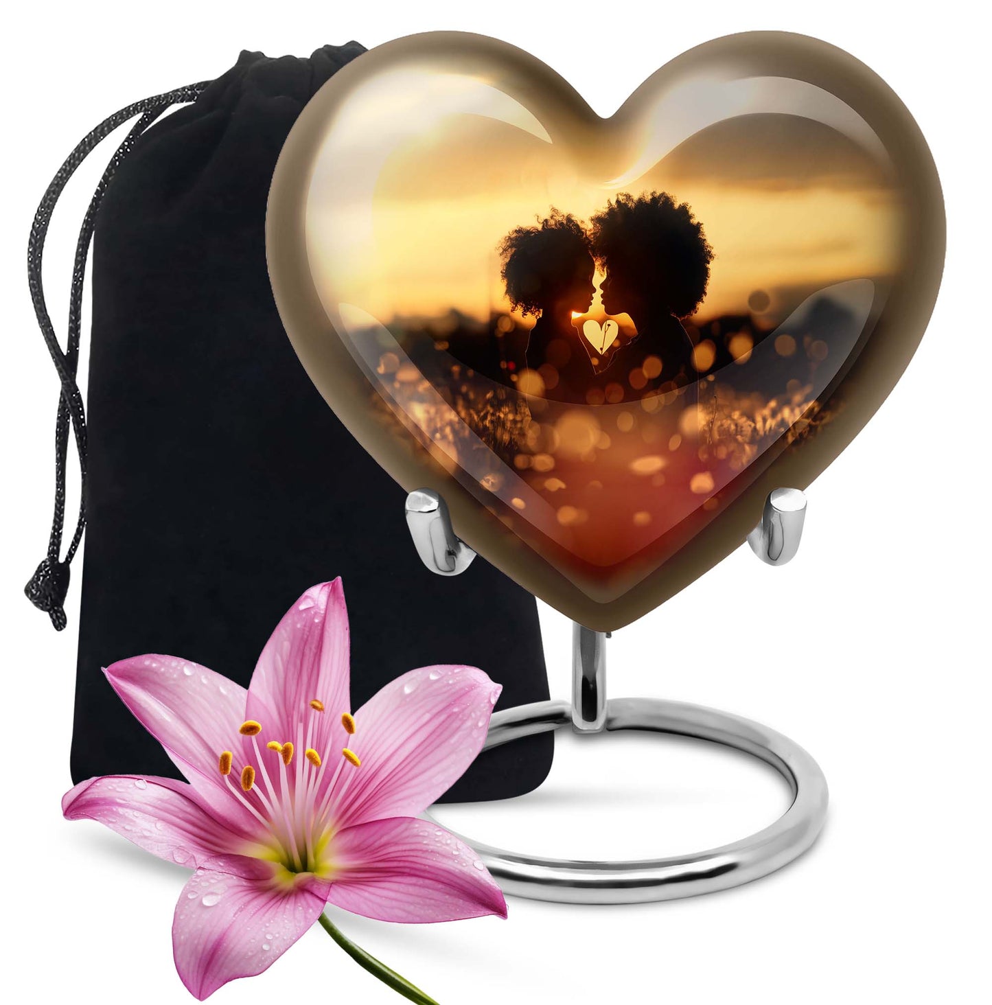 heart-shaped burial urn for adult female.