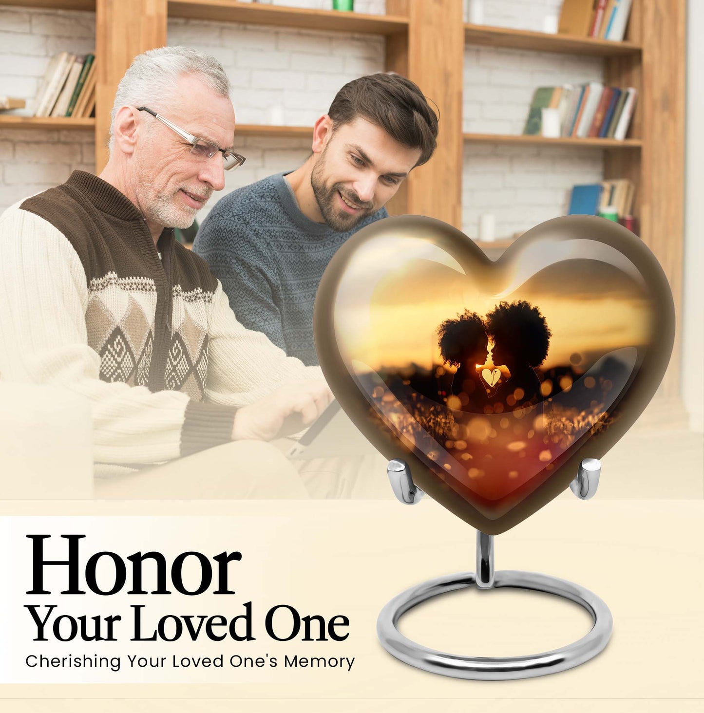 heart-shaped burial urn for adult female.
