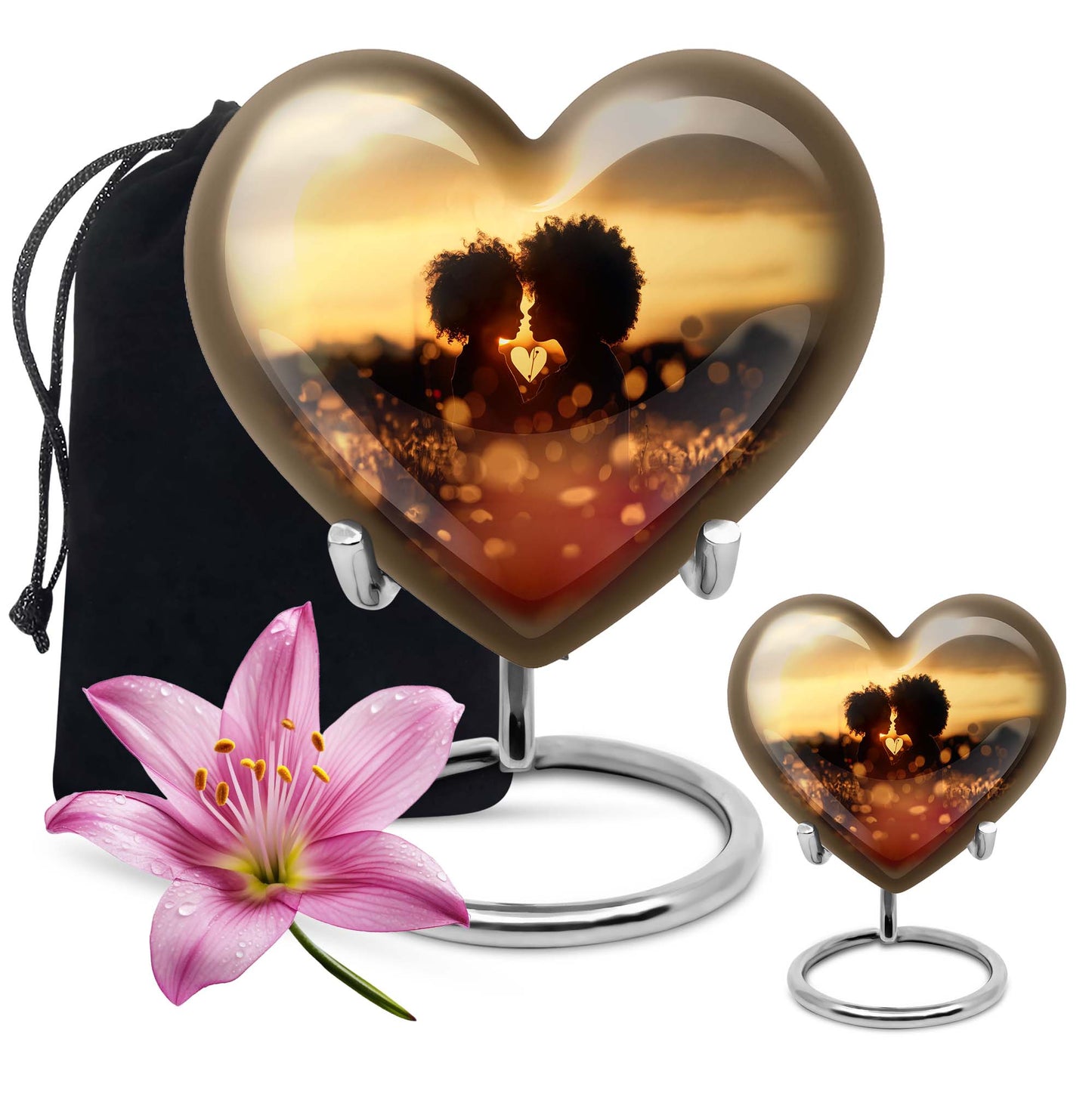 heart-shaped burial urn for adult female.