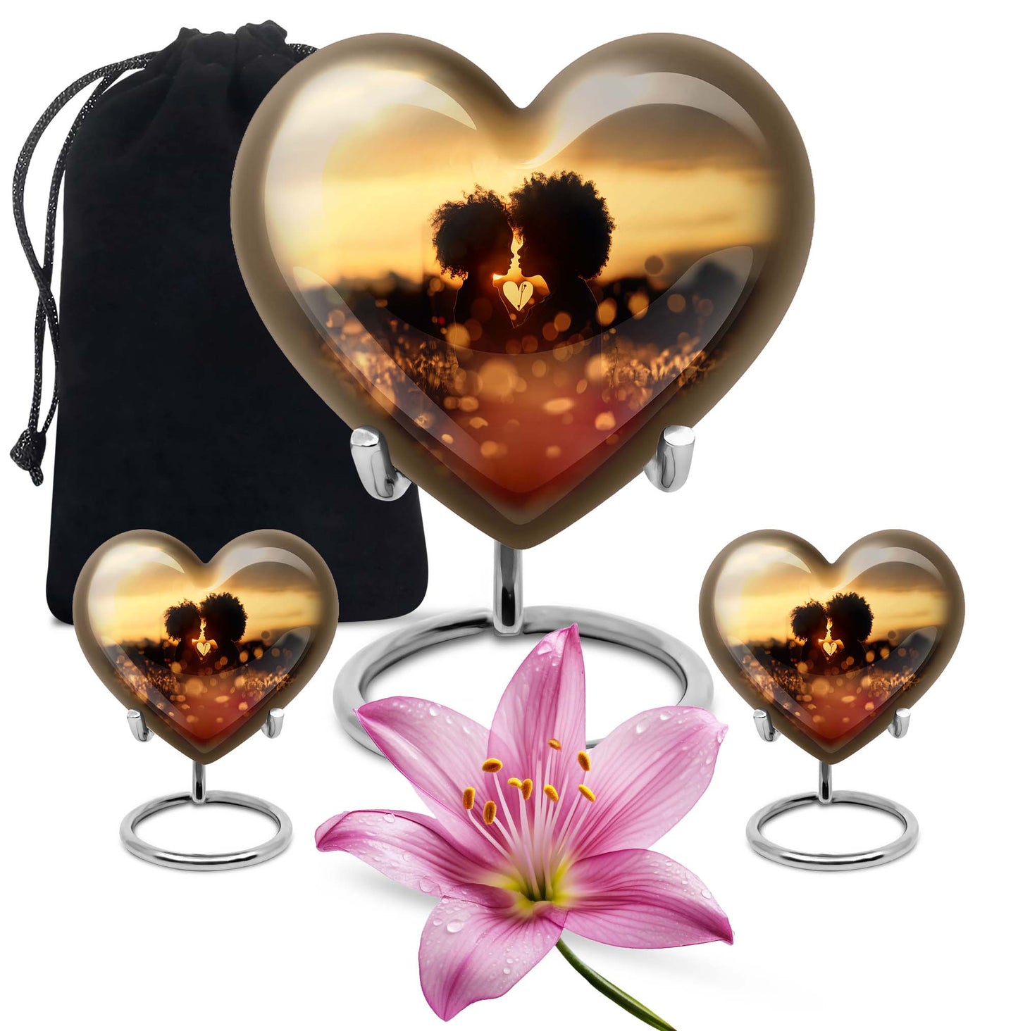 heart-shaped burial urn for adult female.