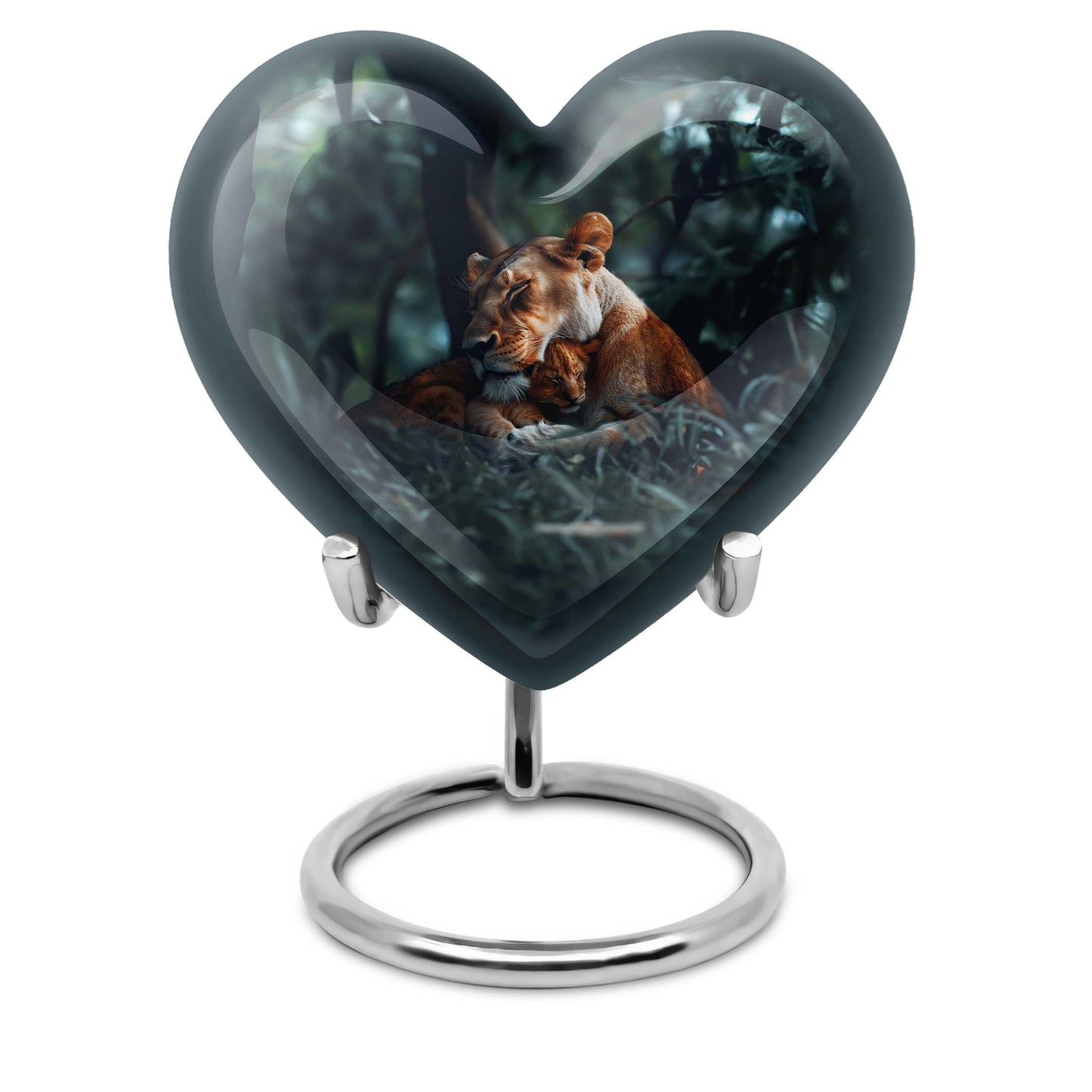 Lion Urn for Human Ashes with Lioness and Cub, Memorial Urn