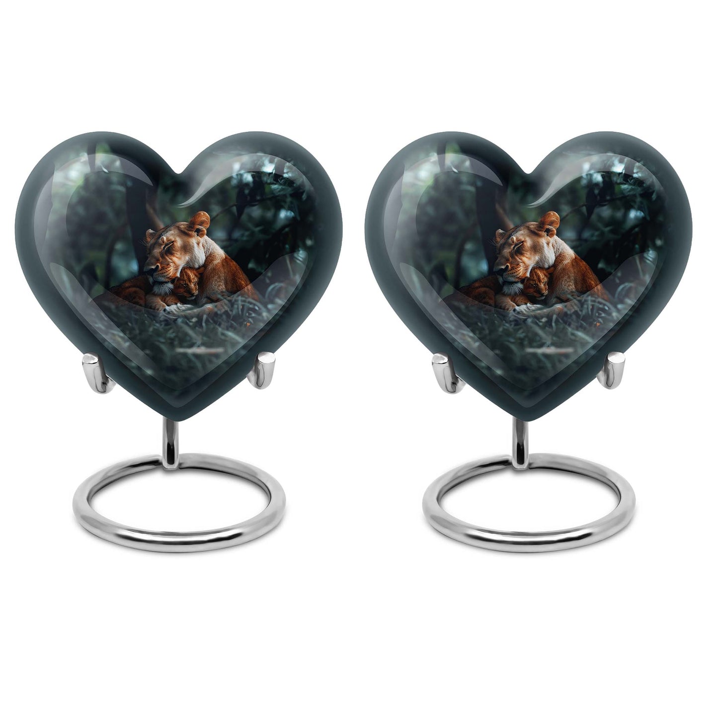Lion Urn for Human Ashes with Lioness and Cub, Memorial Urn