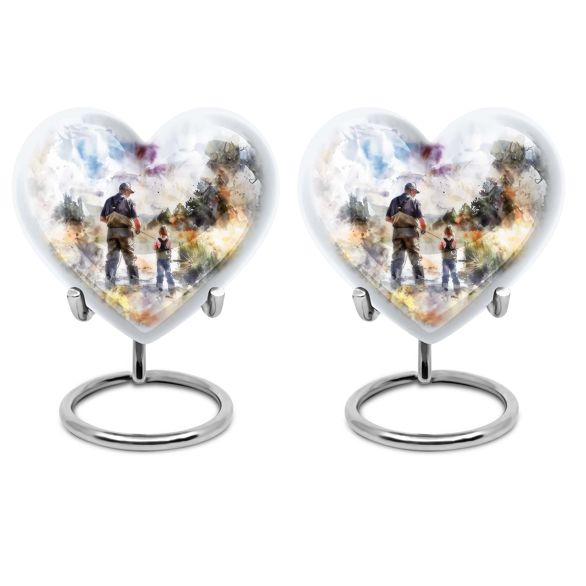 Heart Design Fishing Urn for Adult Human Ashes