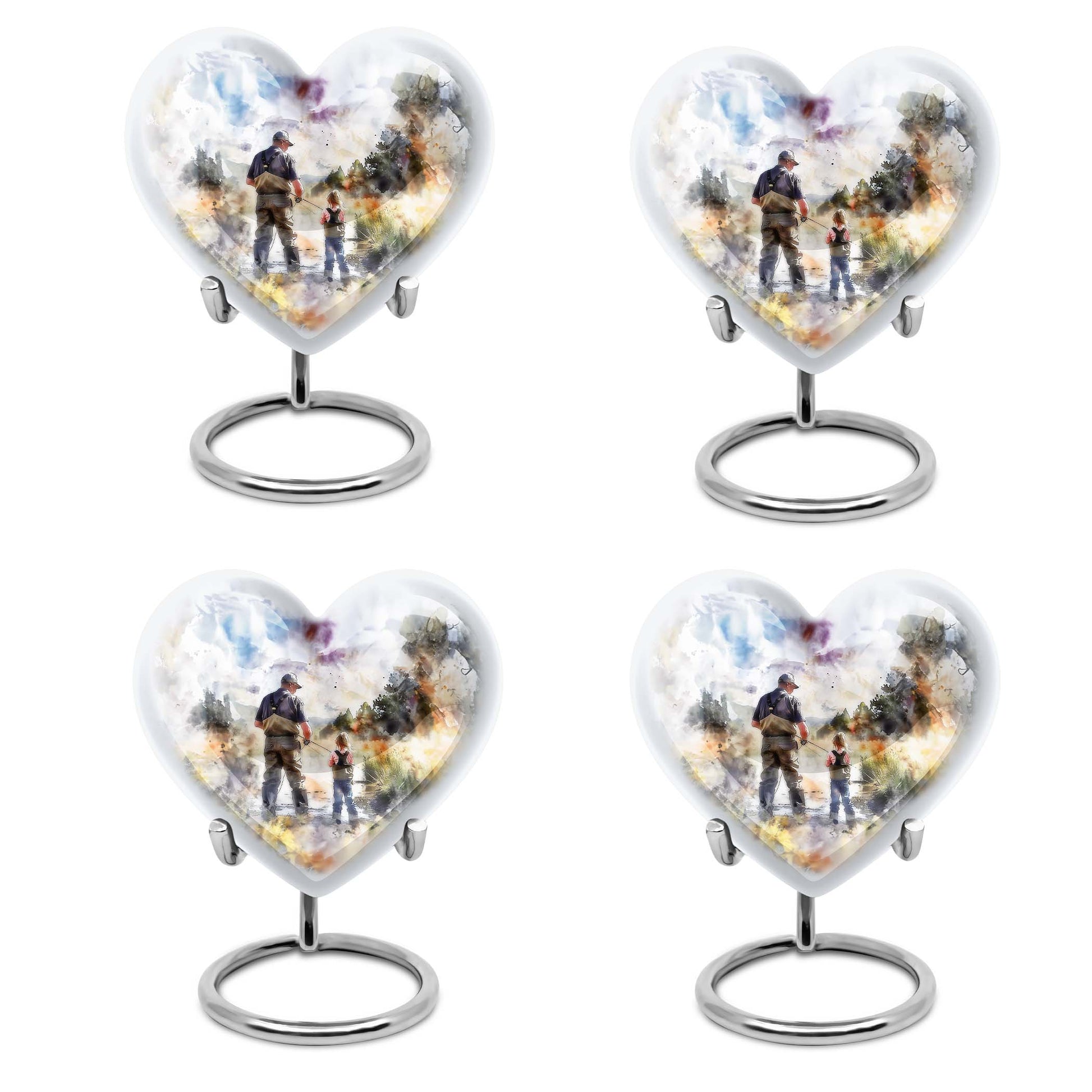 Heart Design Fishing Urn for Adult Human Ashes