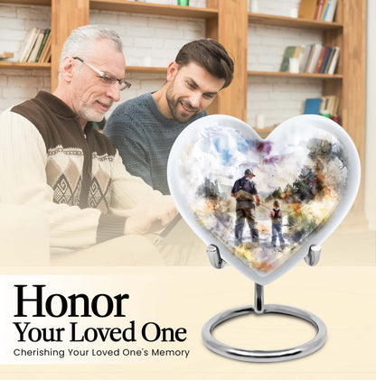 Heart Design Fishing Urn for Adult Human Ashes