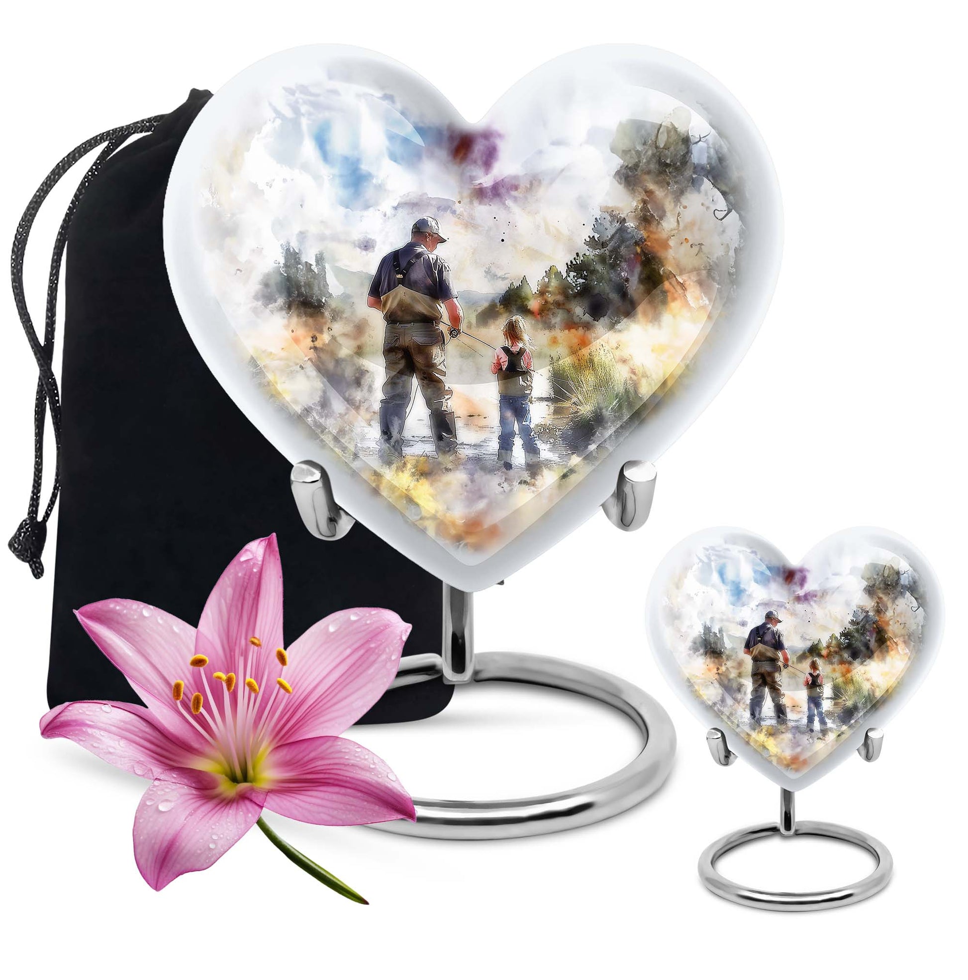 Artistic Fishing Cremation Ashes Urns - Father & Daughter Memorial Urn