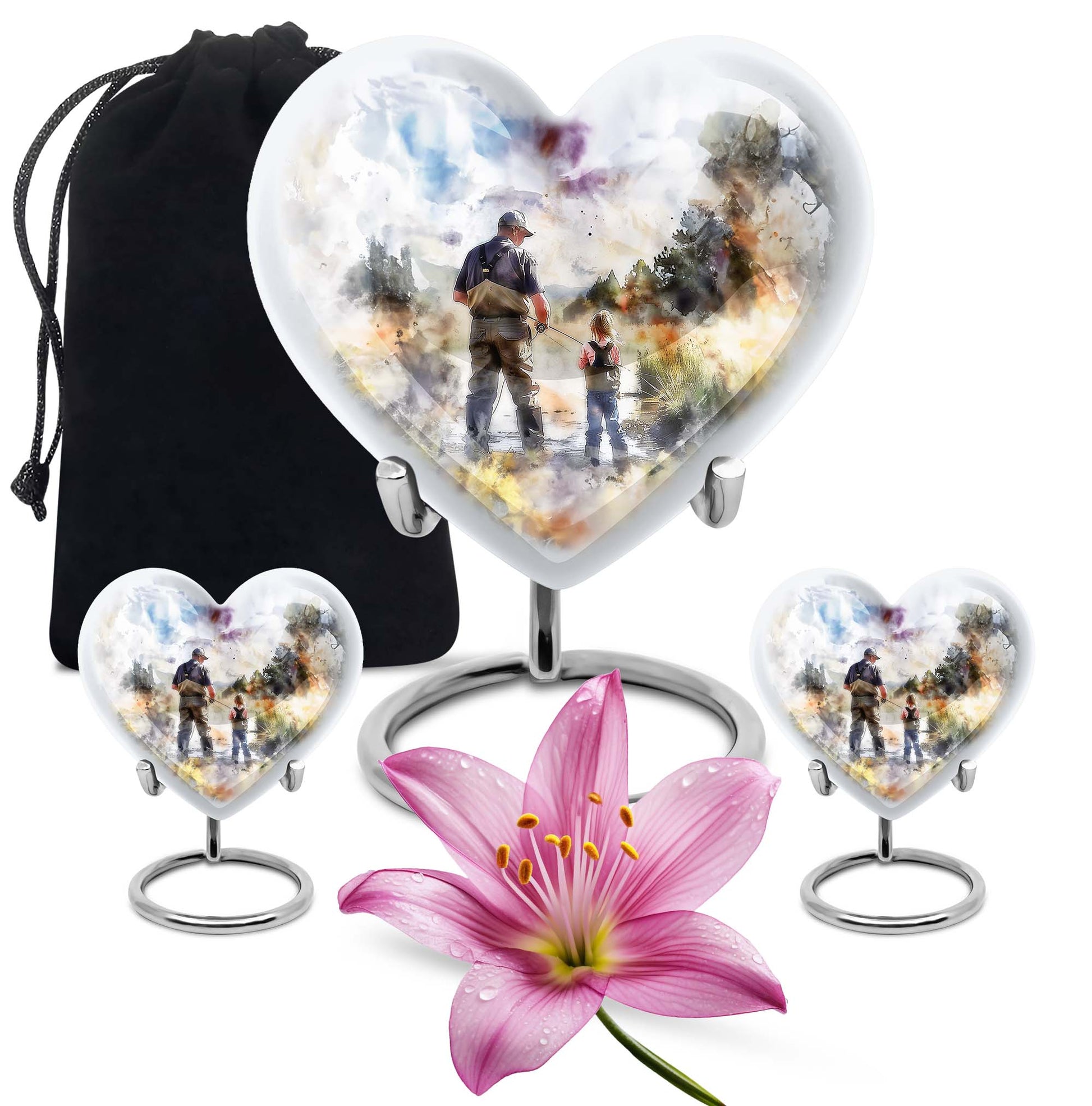 Artistic Fishing Cremation Ashes Urns - Father & Daughter Memorial Urn