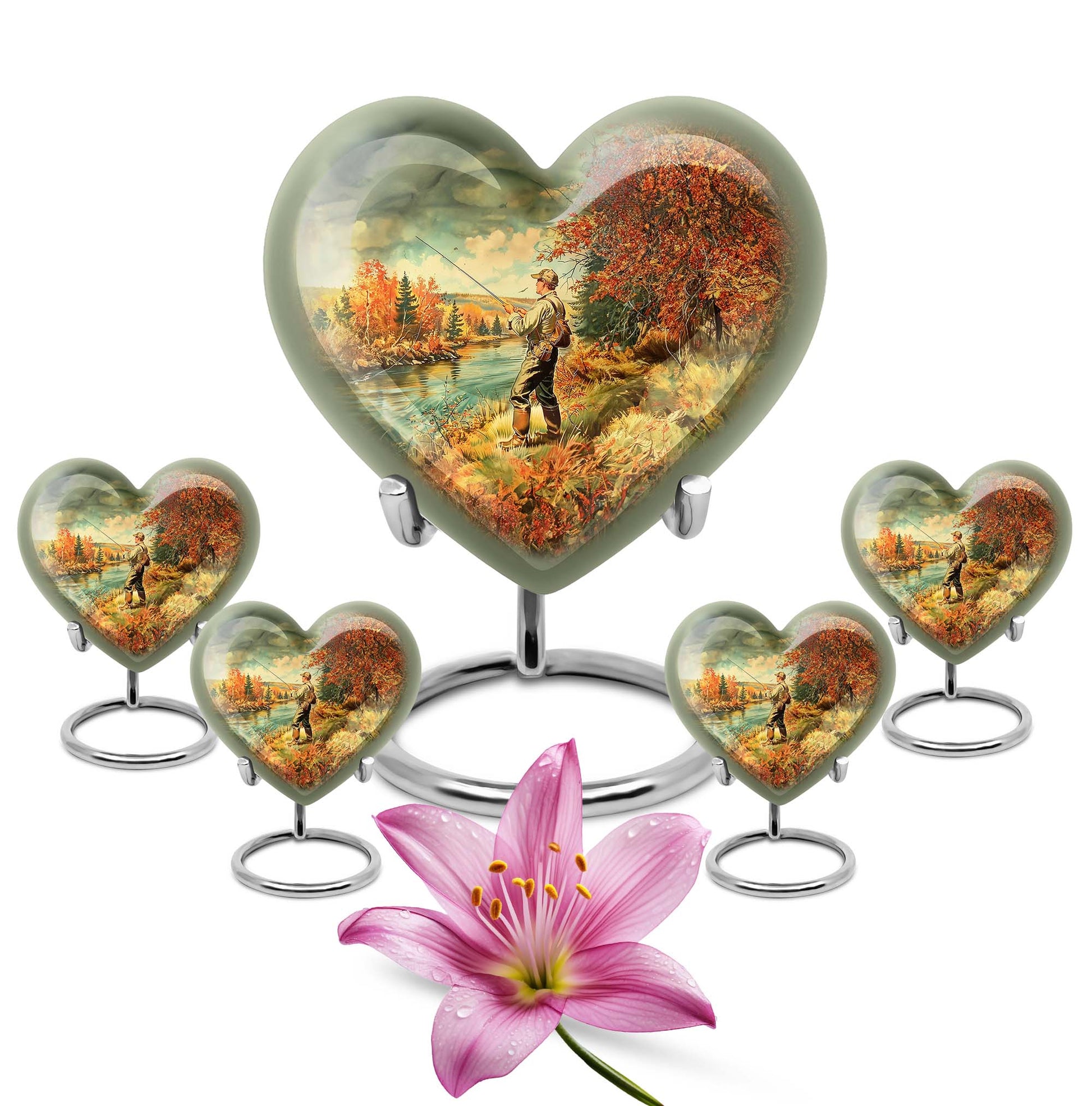 Artistic Fishing Memorial Urns Cremation Ashes - Large Urn For Mom & Dad