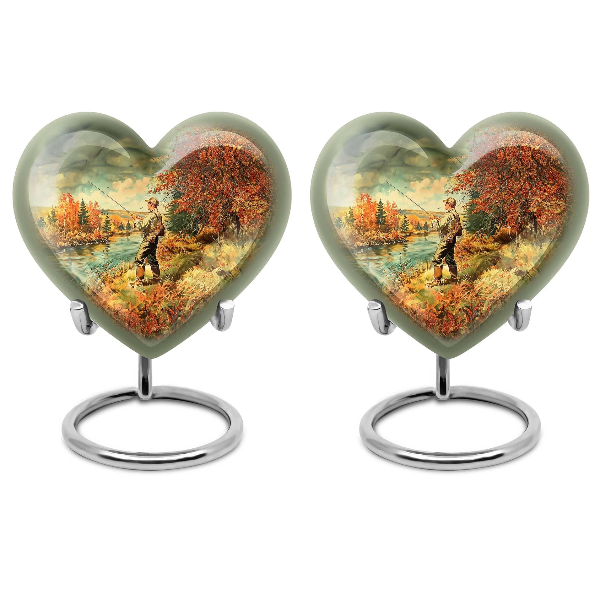 heart-shaped Fishing memorial urn