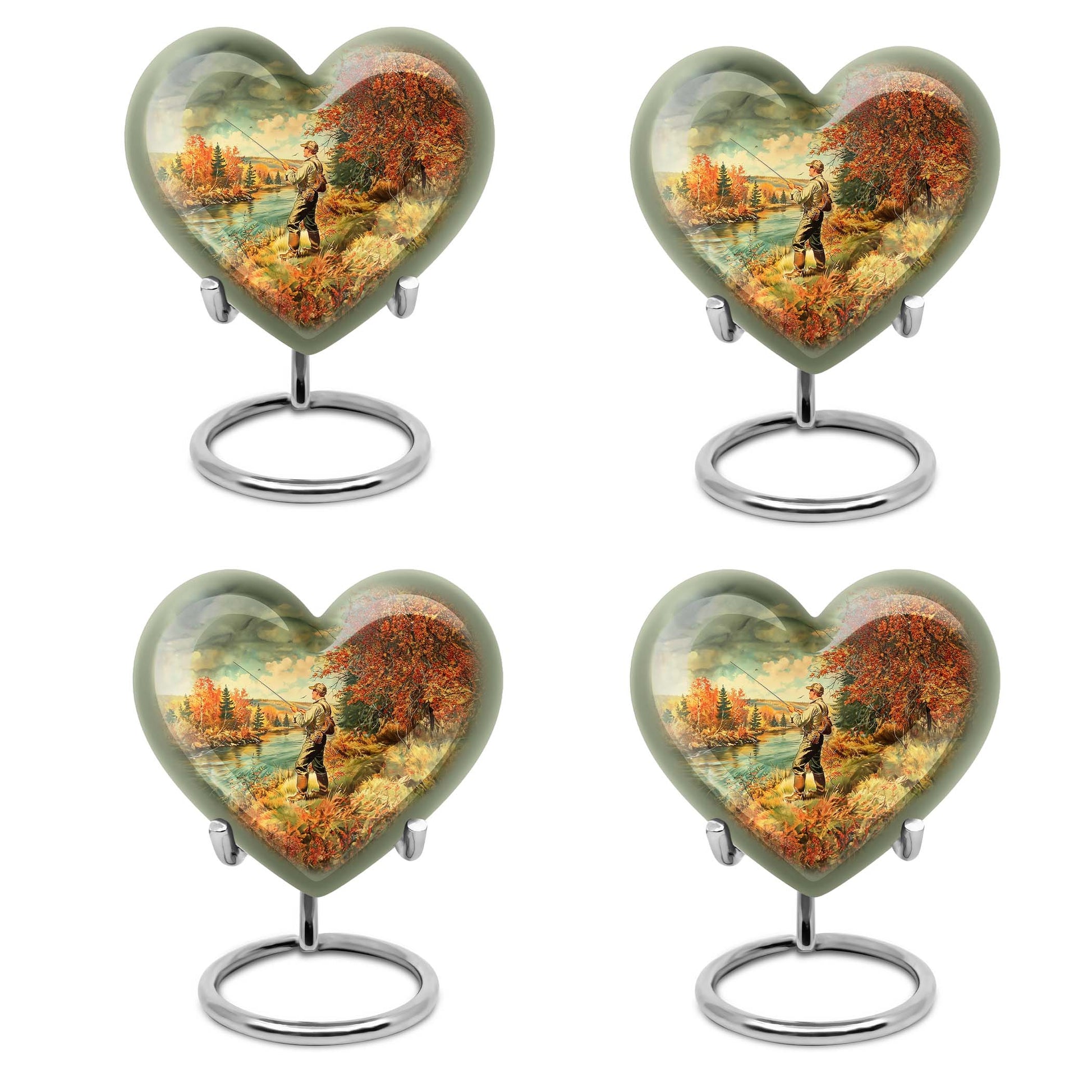 heart-shaped Fishing memorial urn