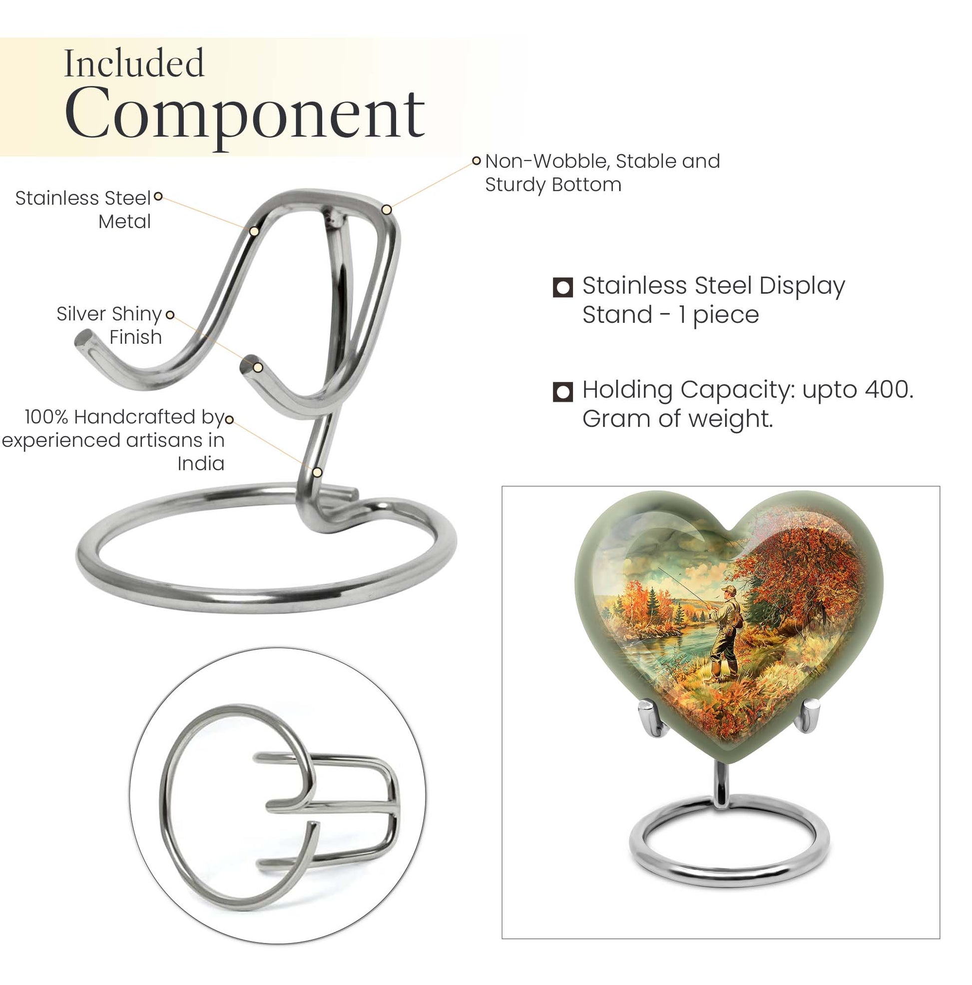 heart-shaped Fishing memorial urn