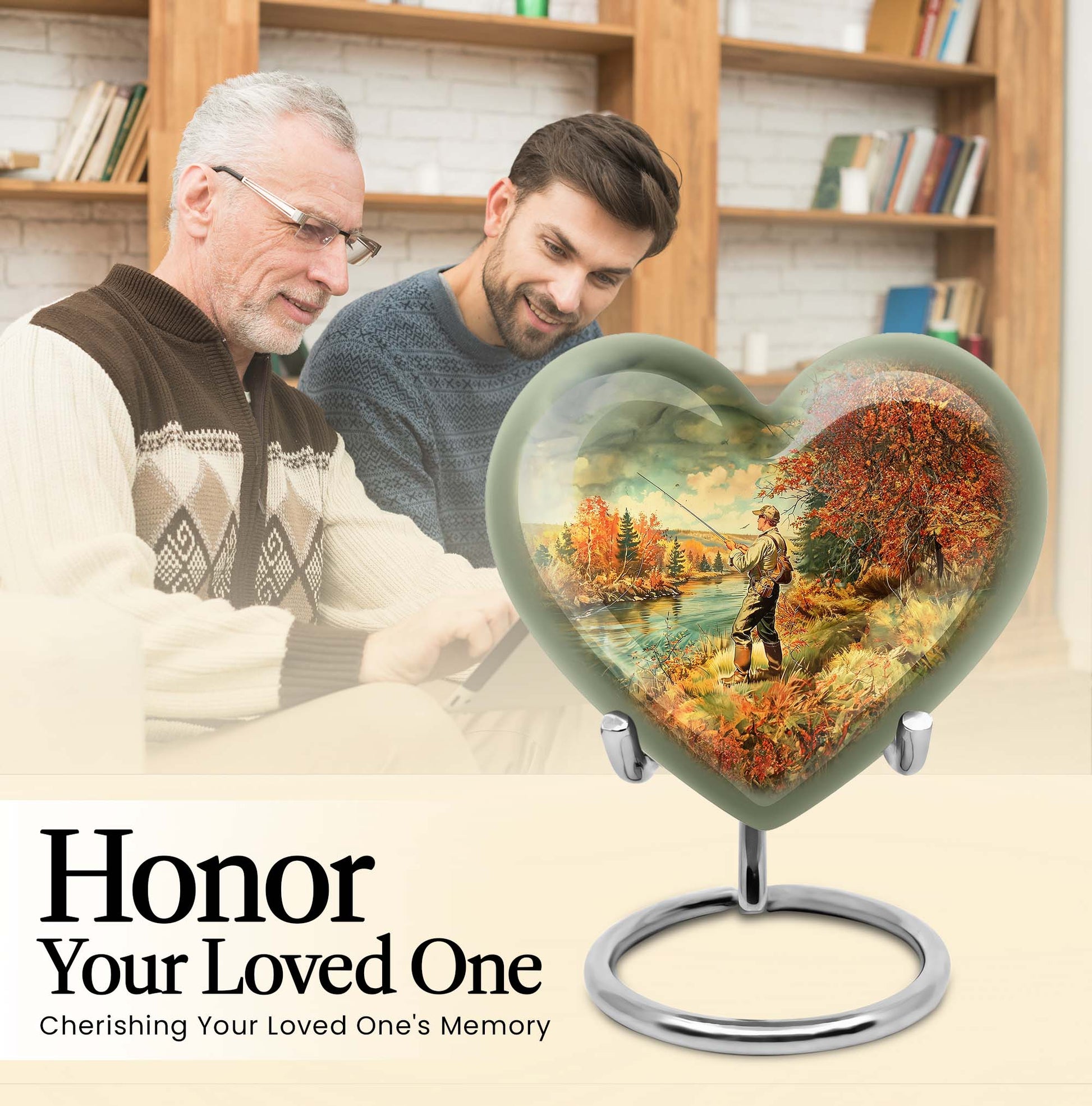 heart-shaped Fishing memorial urn