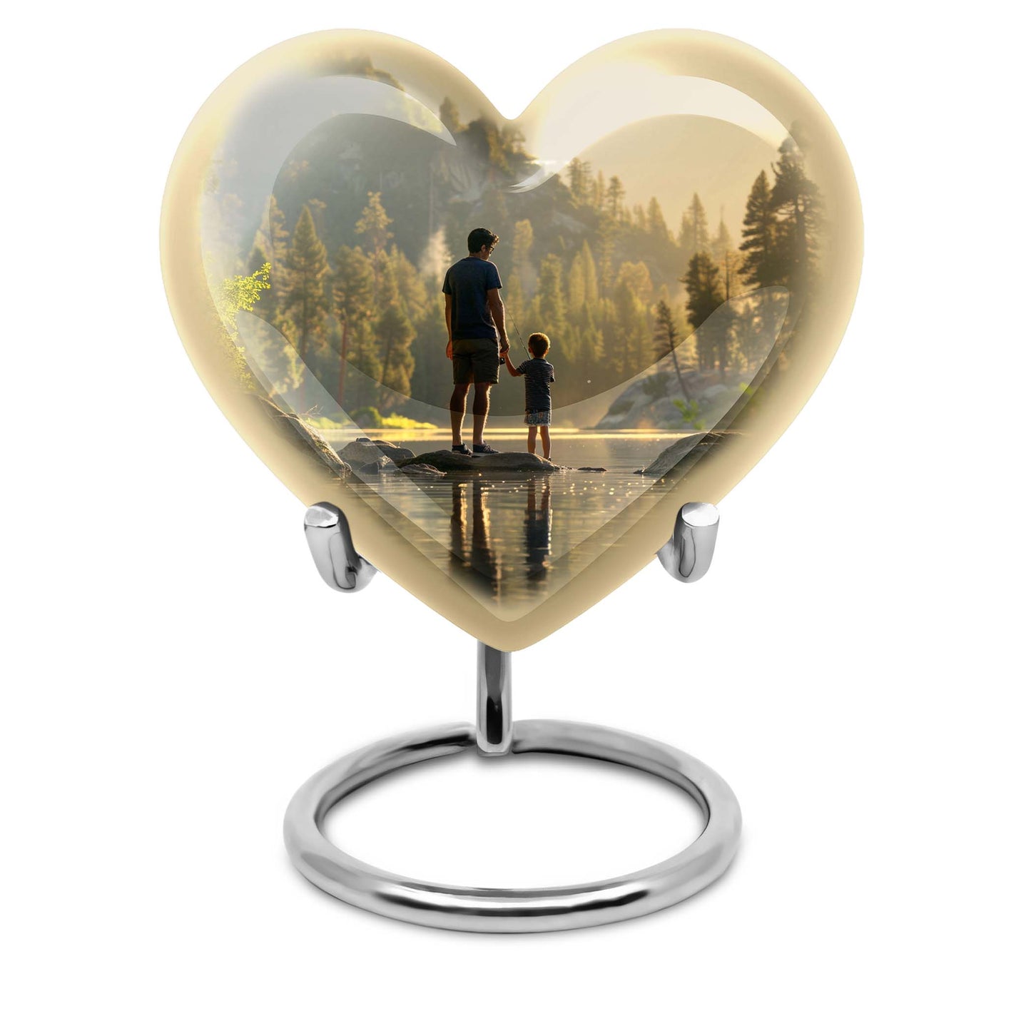 heart-shaped fishing urn for ashes