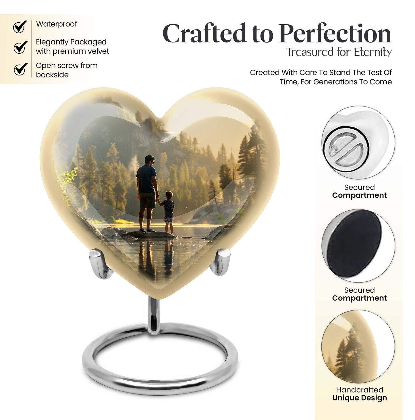 heart-shaped fishing urn for ashes