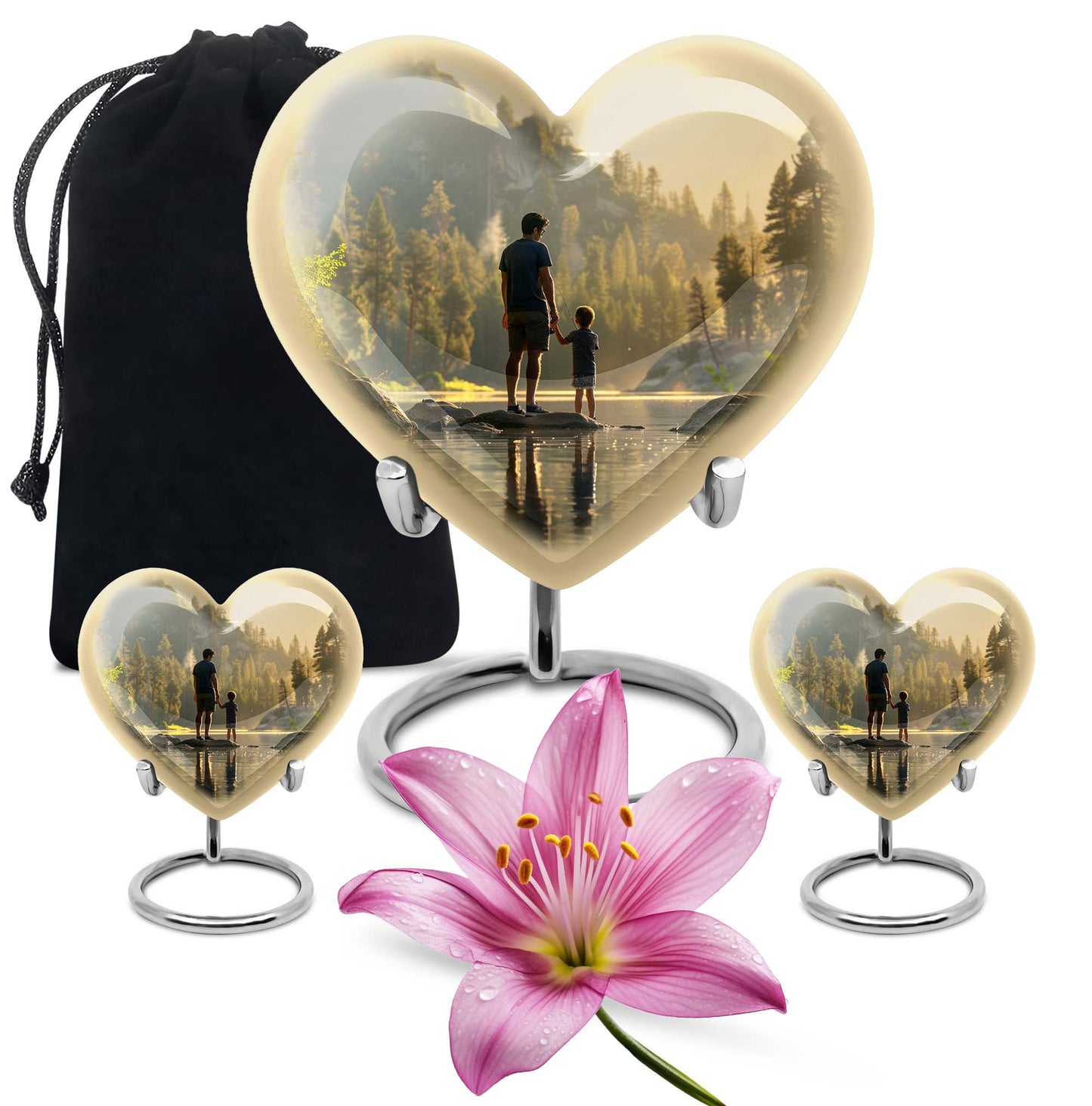 heart-shaped fishing urn for ashes