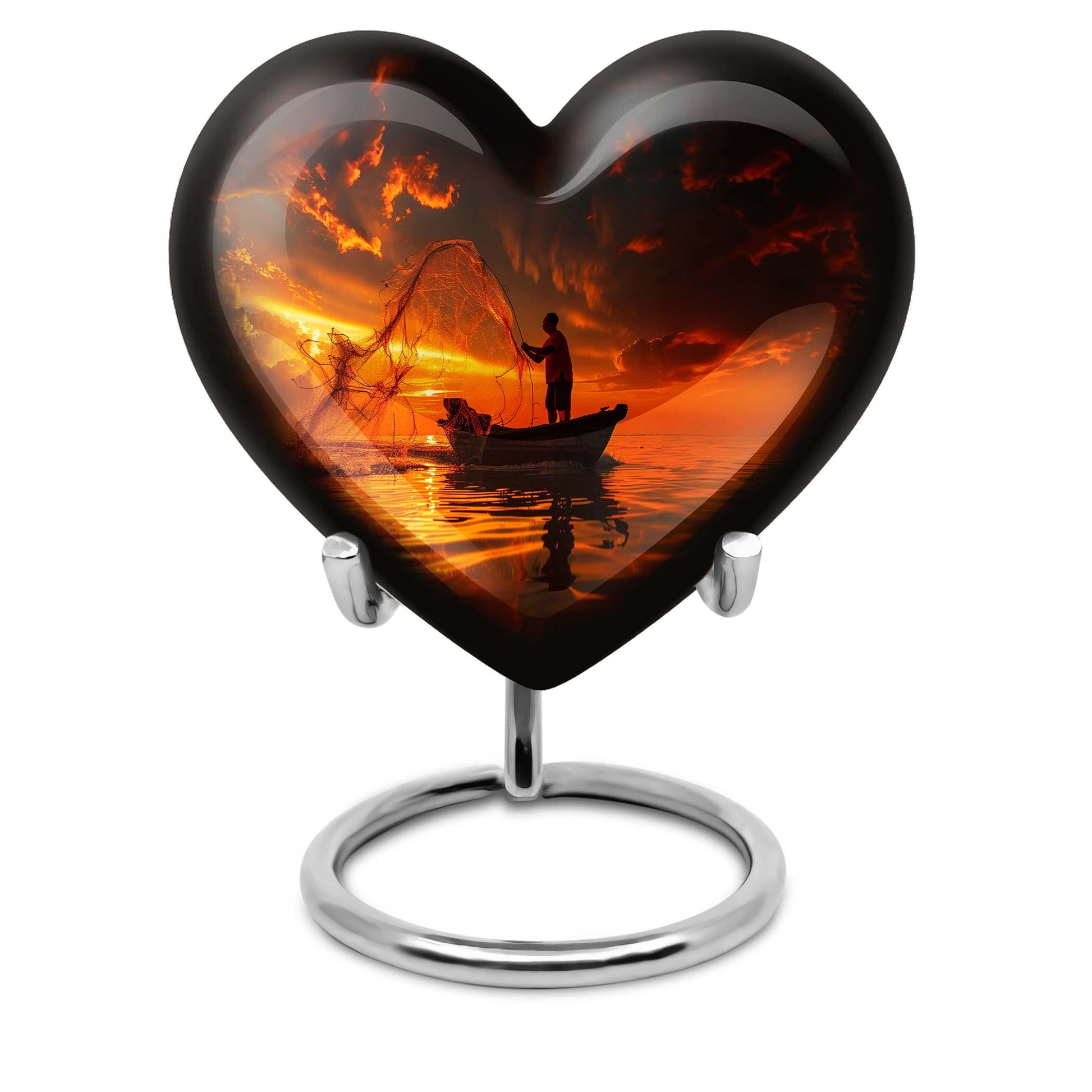 Sunset Memorial Urn For Ashes - Fishermen Cremation Urn For Adults