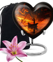 10-Inch Aluminum Heart Fishing Urn, Funeral Urn for Men 
