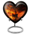 10-Inch Aluminum Heart Fishing Urn, Funeral Urn for Men 