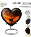10-Inch Aluminum Heart Fishing Urn, Funeral Urn for Men 