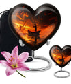 10-Inch Aluminum Heart Fishing Urn, Funeral Urn for Men 