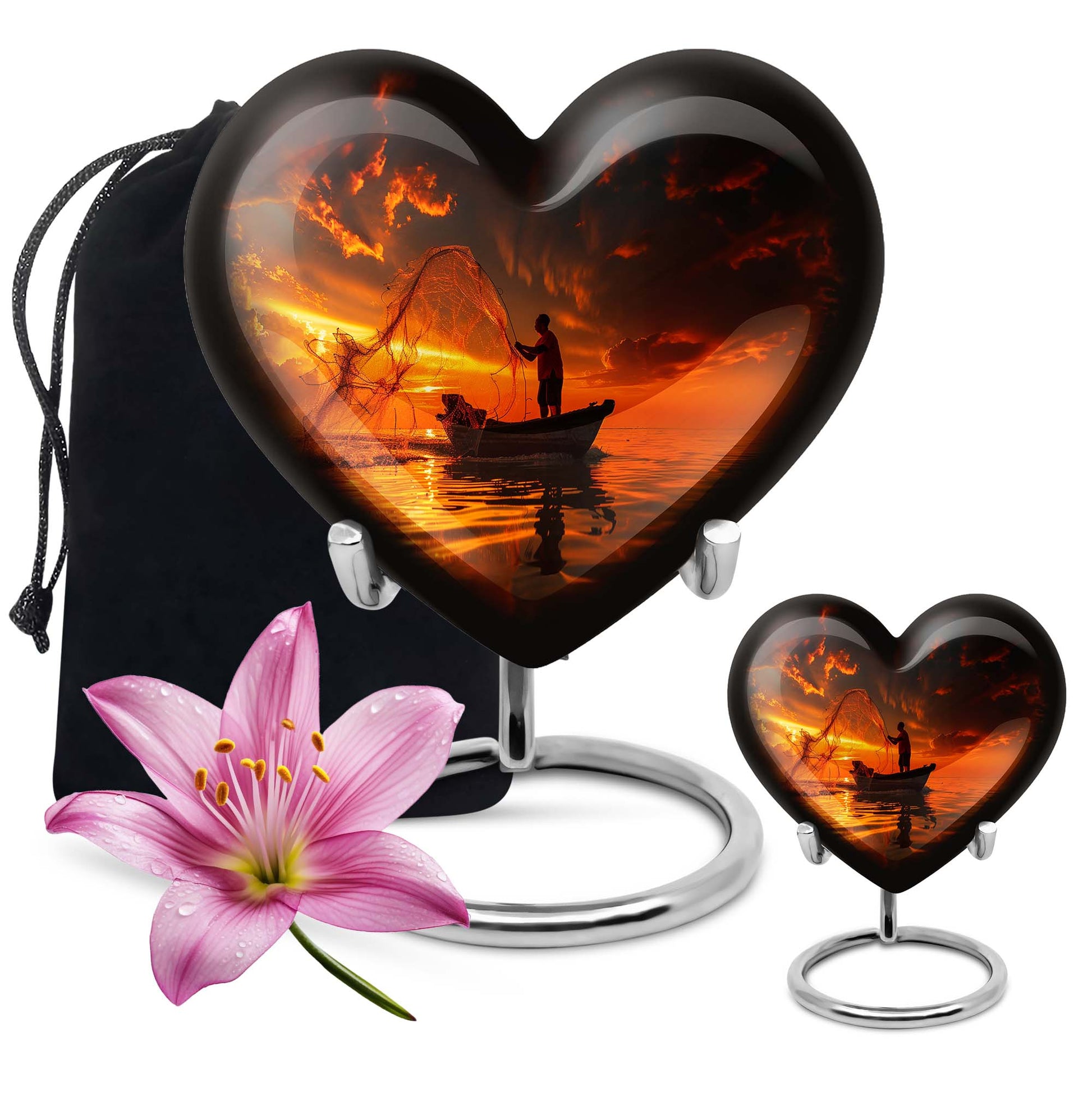 Sunset Memorial Urn For Ashes - Fishermen Cremation Urn For Adults