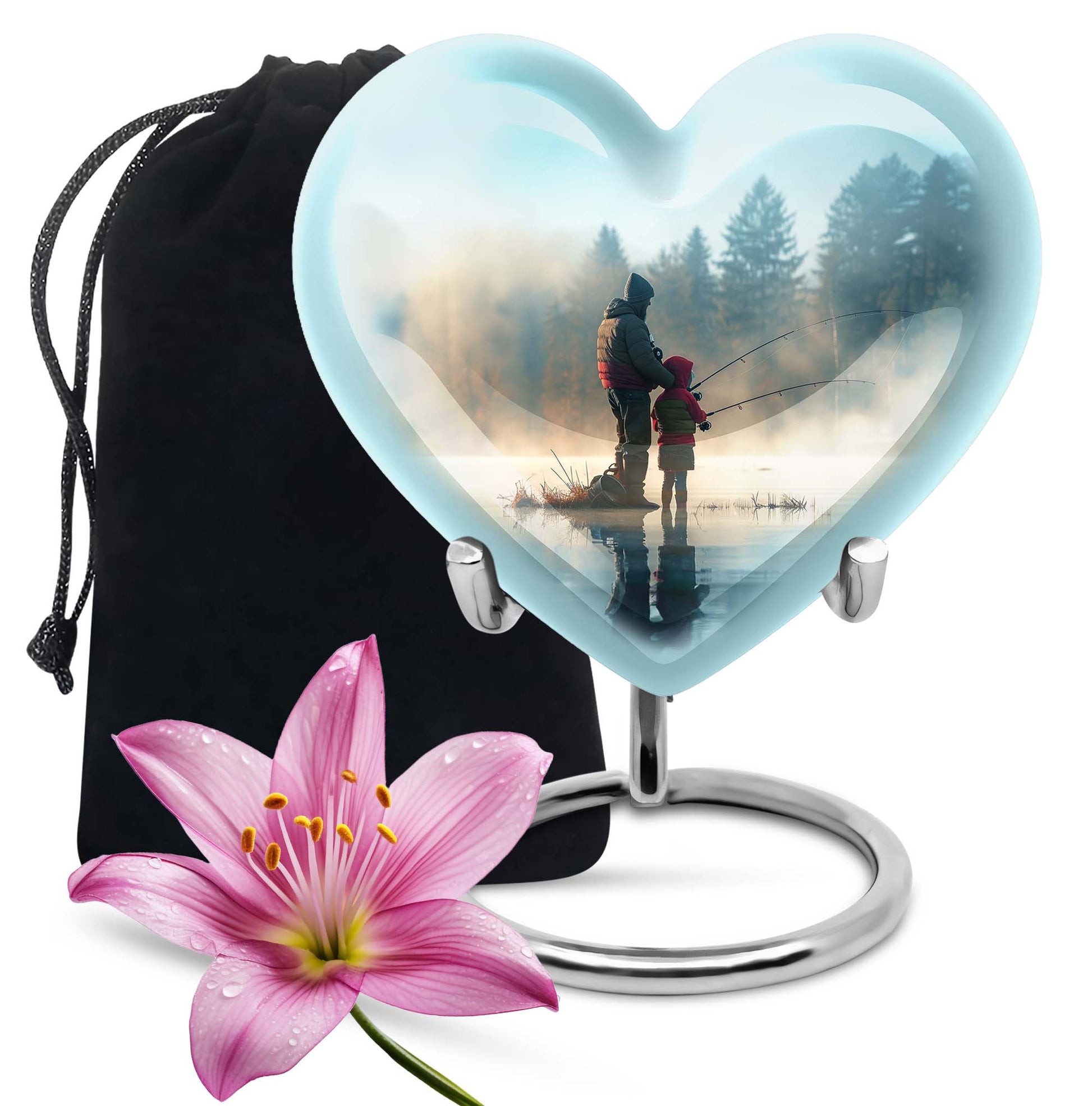 Heart-shaped fishing urn