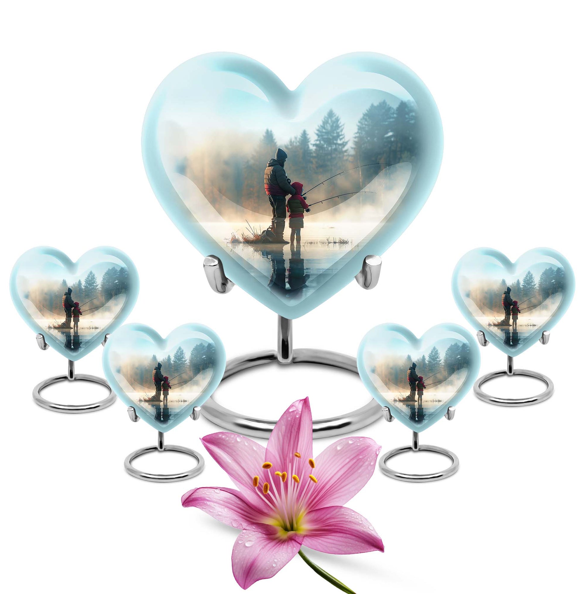 Heart-shaped fishing urn