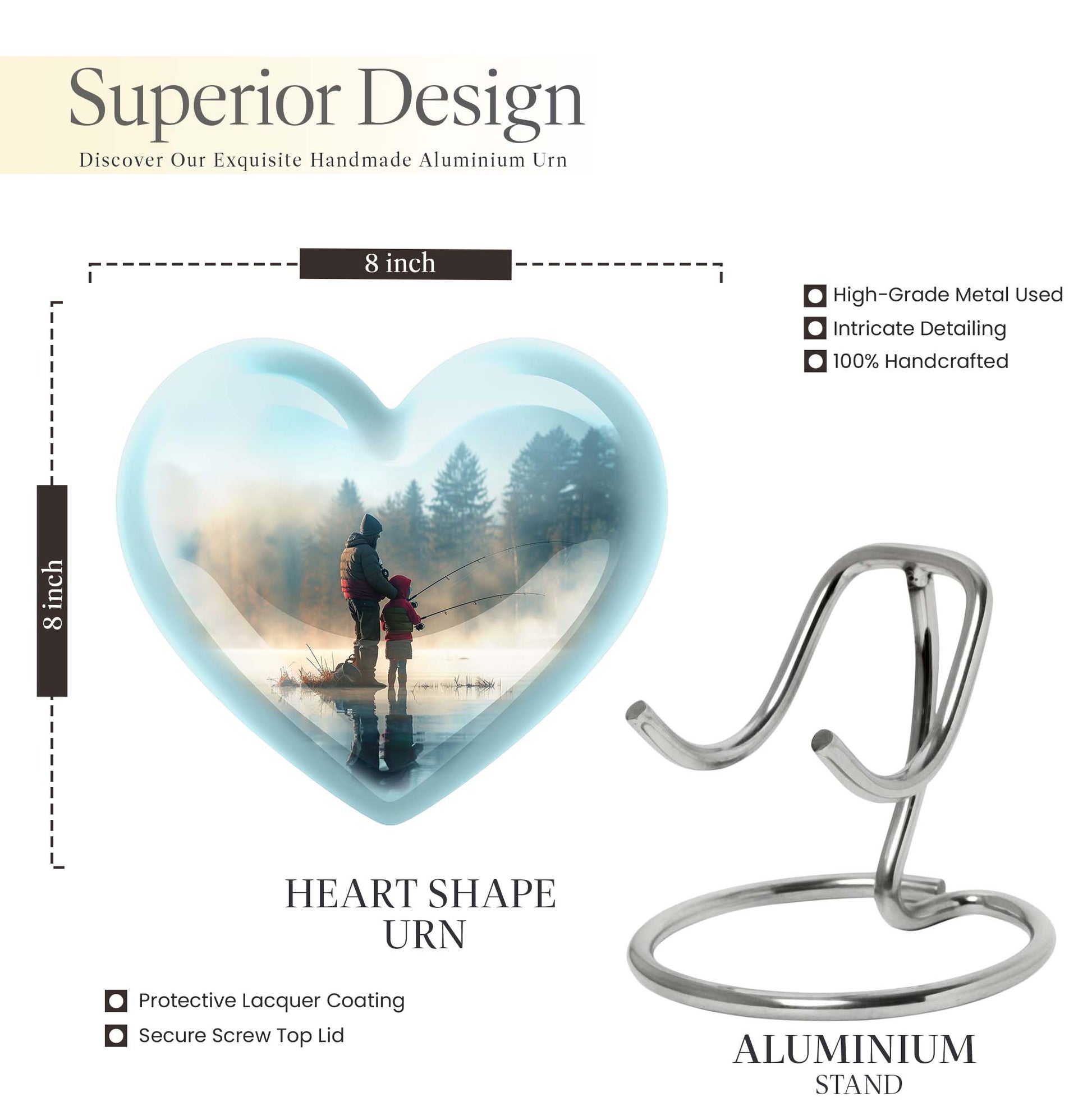 Heart-shaped fishing urn