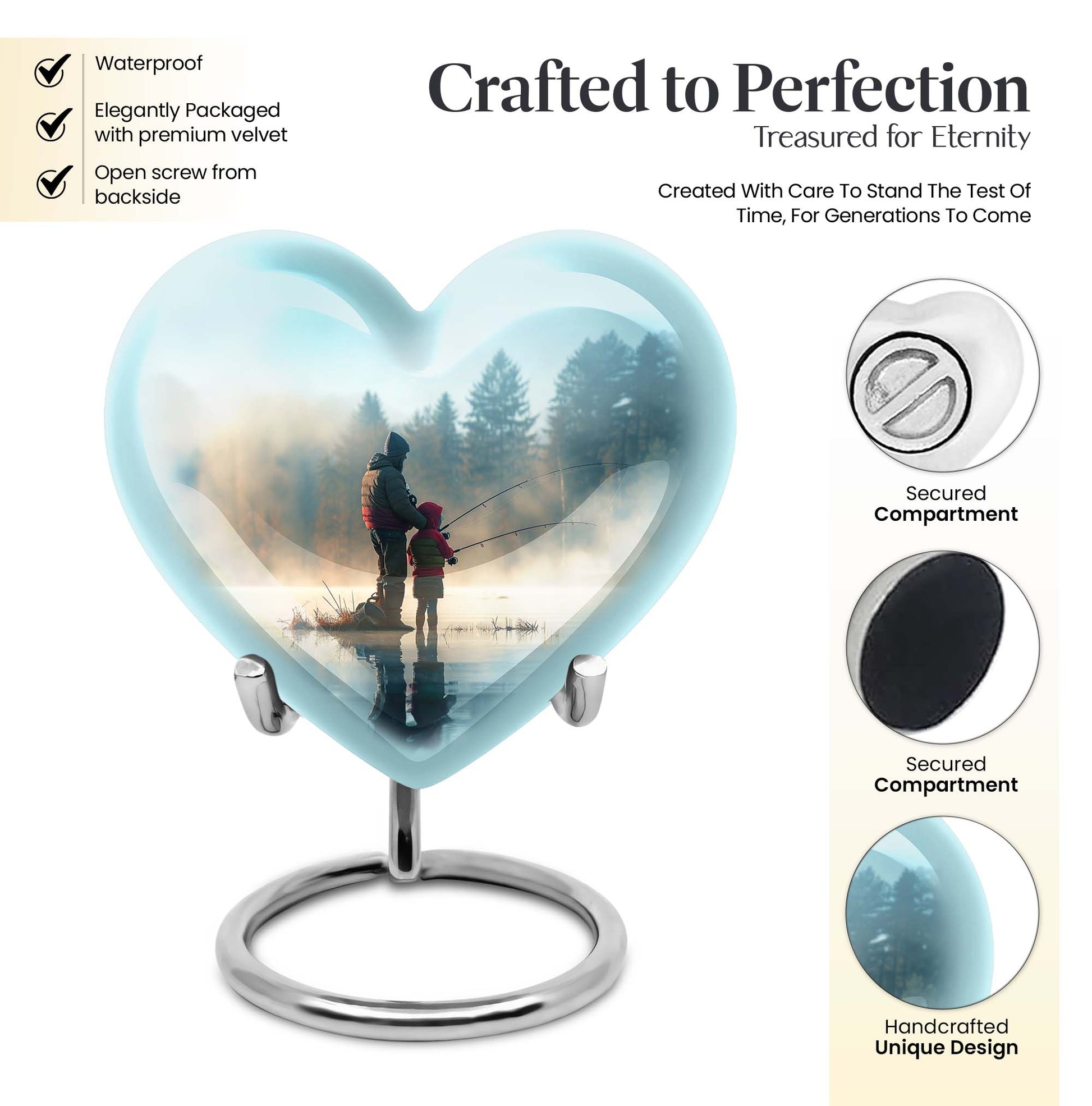 Heart-shaped fishing urn