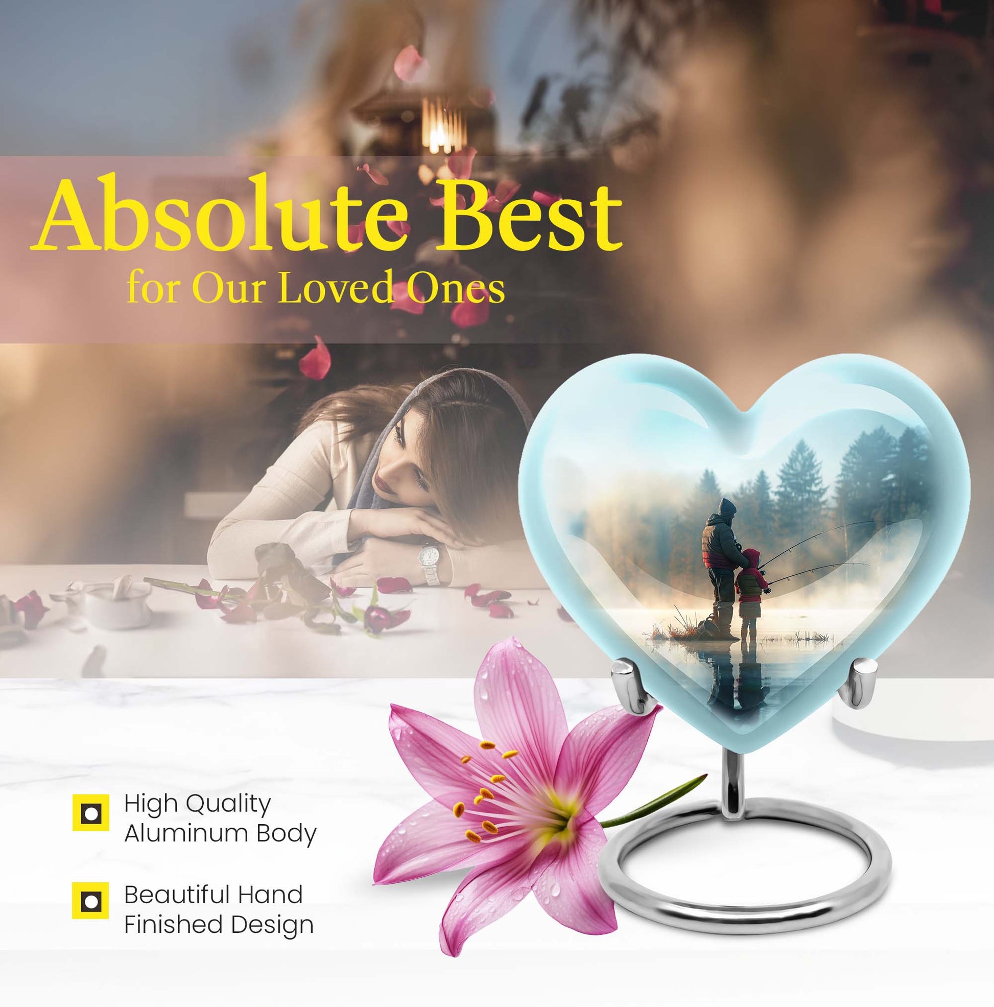 Heart-shaped fishing urn