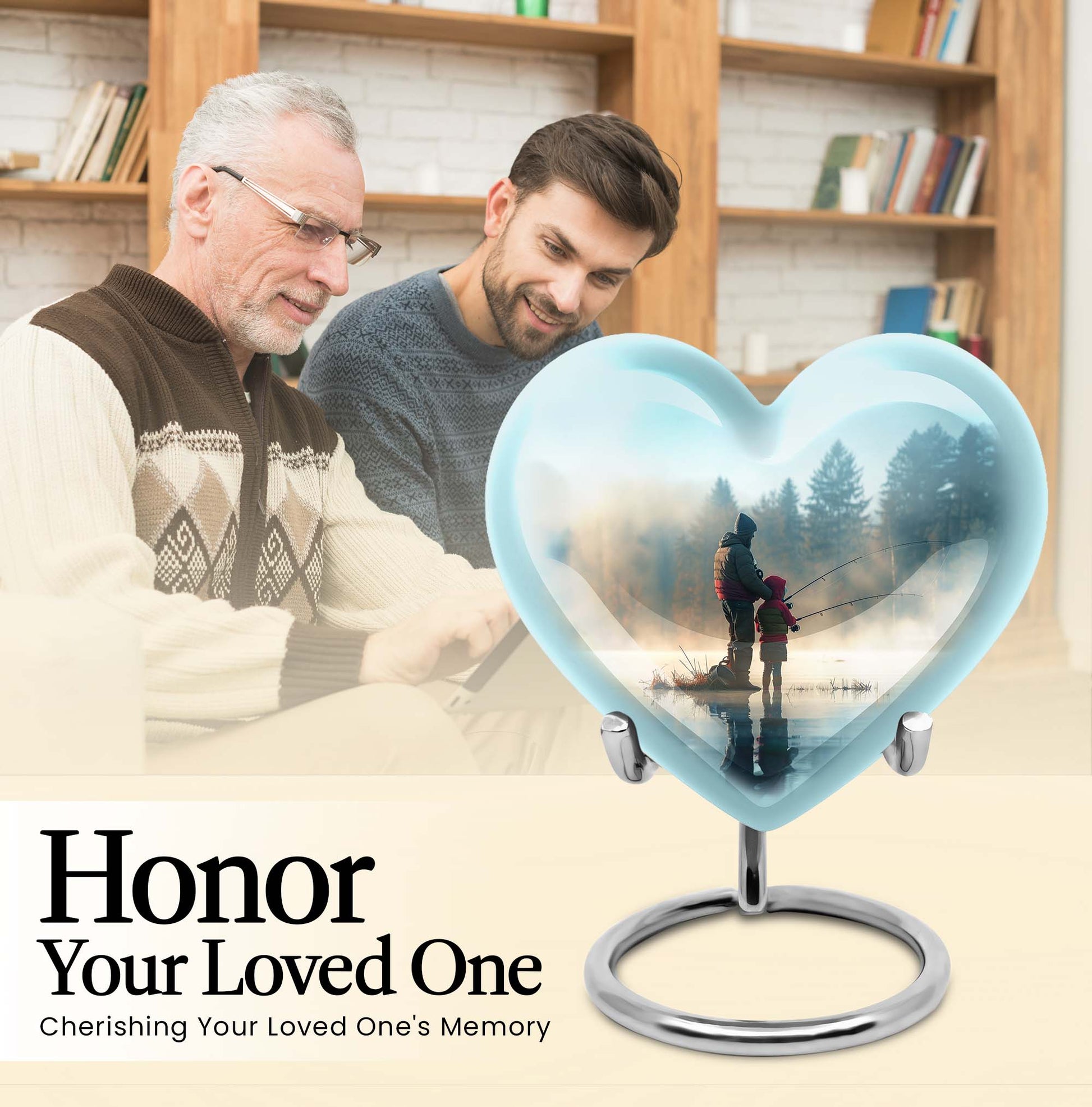 Heart-shaped fishing urn