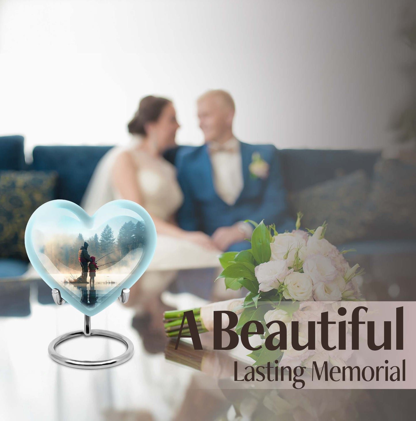 Heart-shaped fishing urn