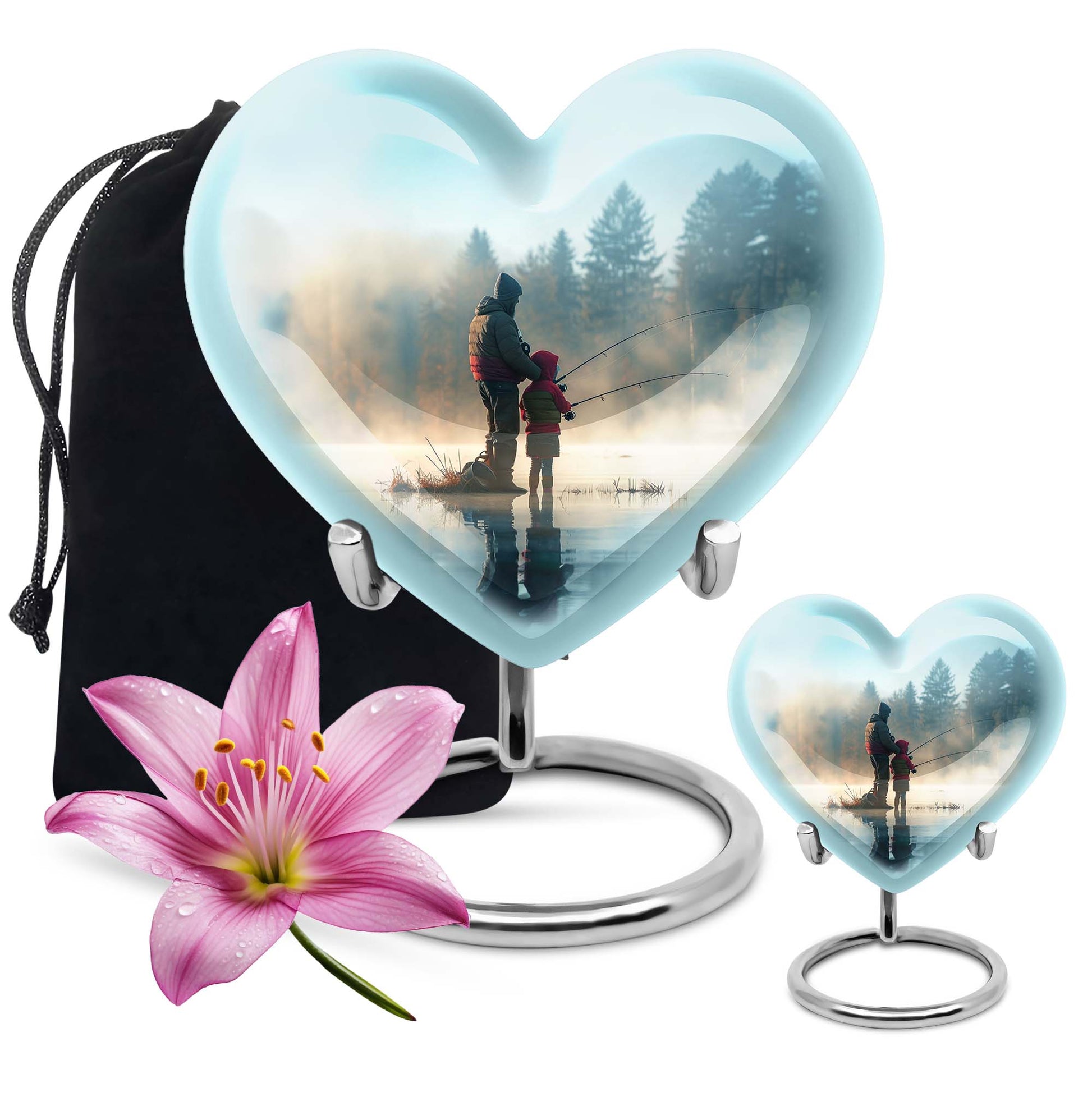 Fishing Adult Cremation Urns For Ashes - Father And Daughter Memorial Urn