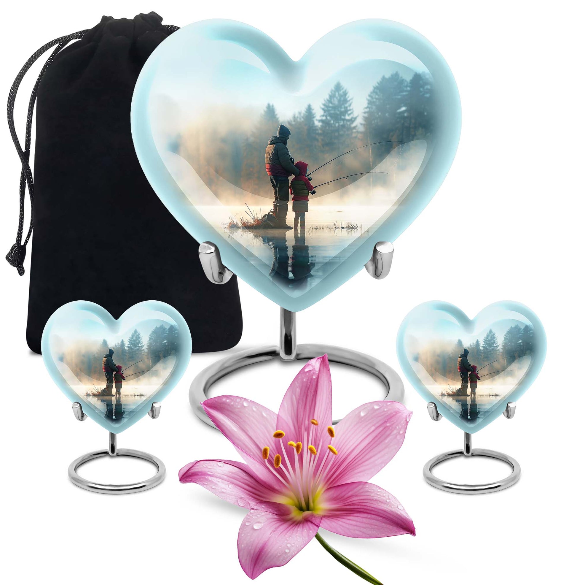 Fishing Adult Cremation Urns For Ashes - Father And Daughter Memorial Urn