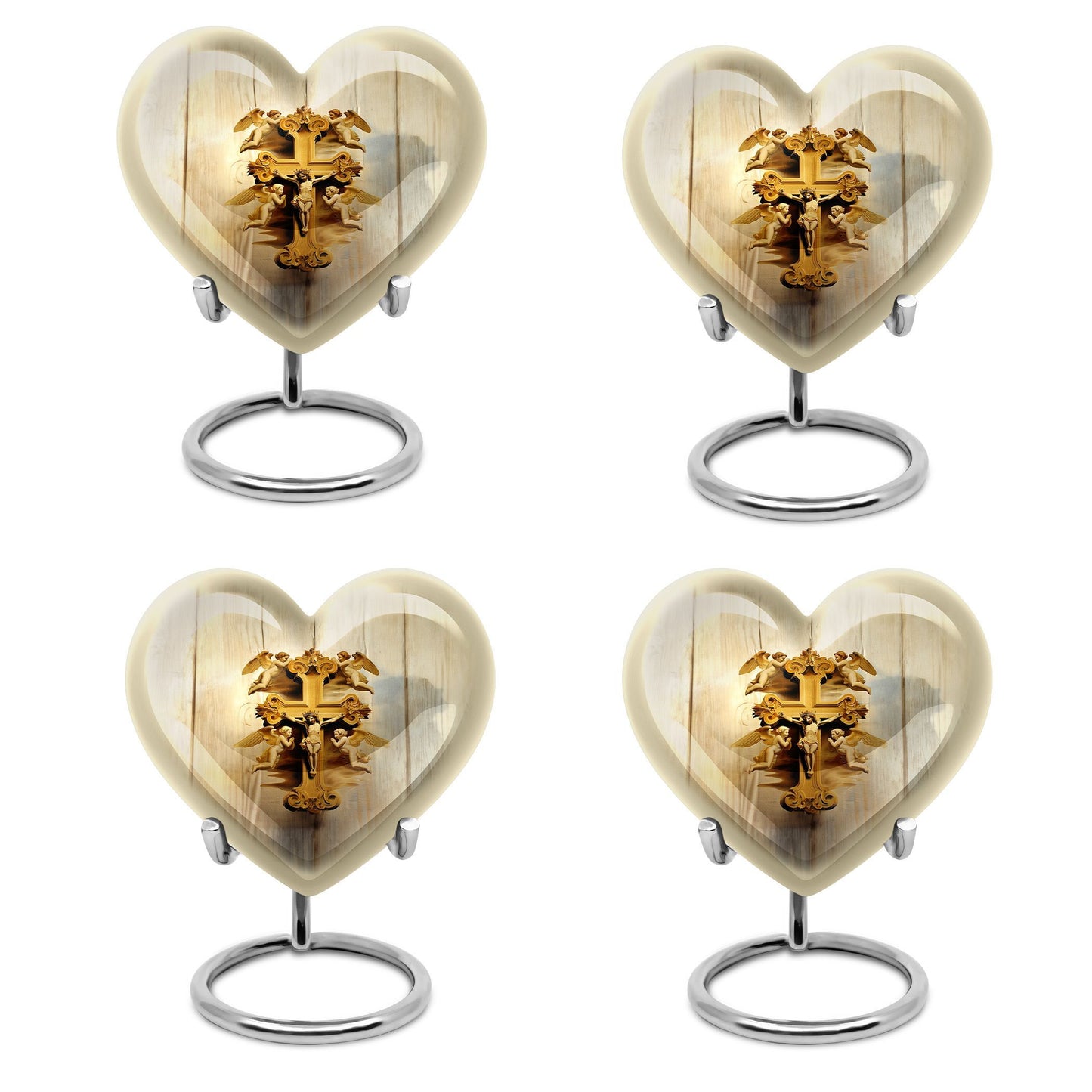 Heart-shaped Catholic cremation urn