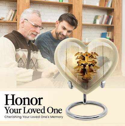 Heart-shaped Catholic cremation urn