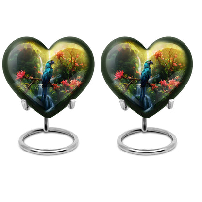 heart-shaped parrot urn for human ashes