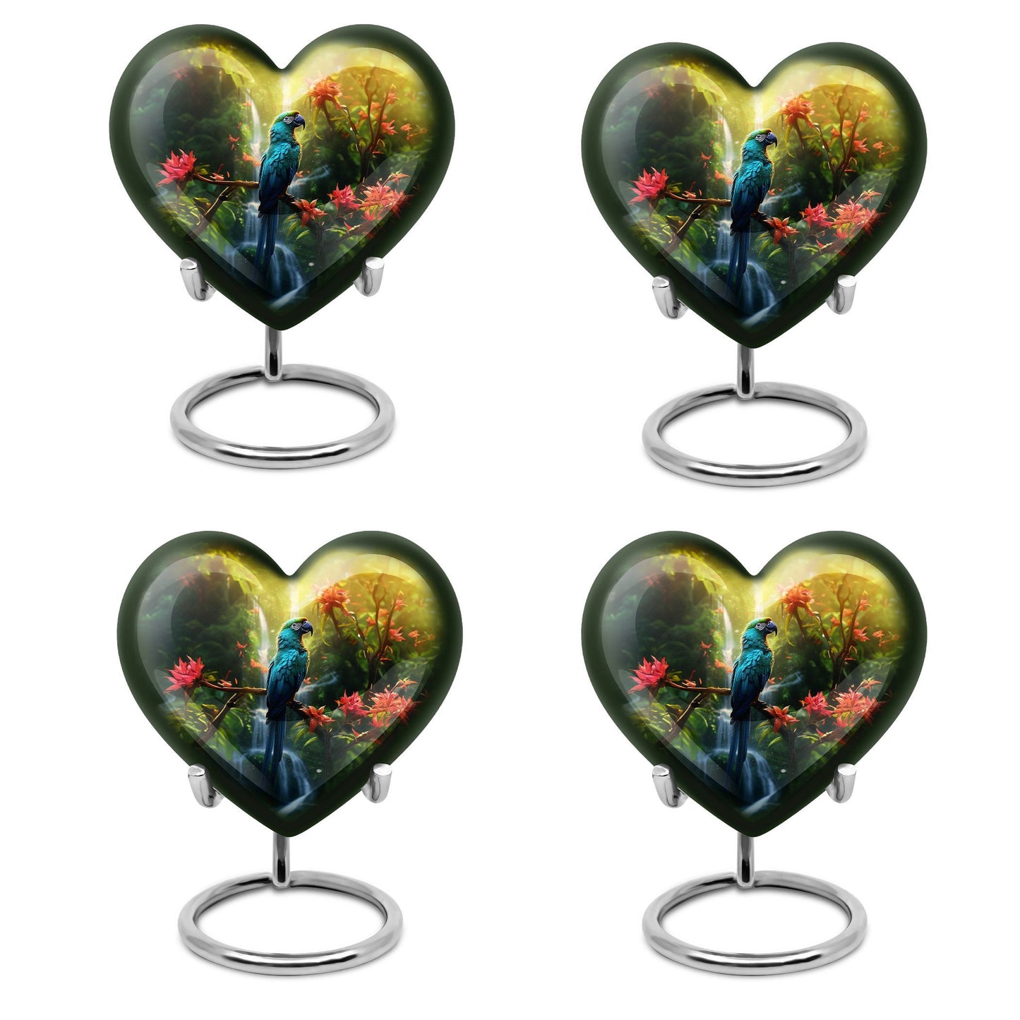 heart-shaped parrot urn for human ashes