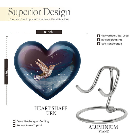 10-inch heart-shaped hummingbird burial 