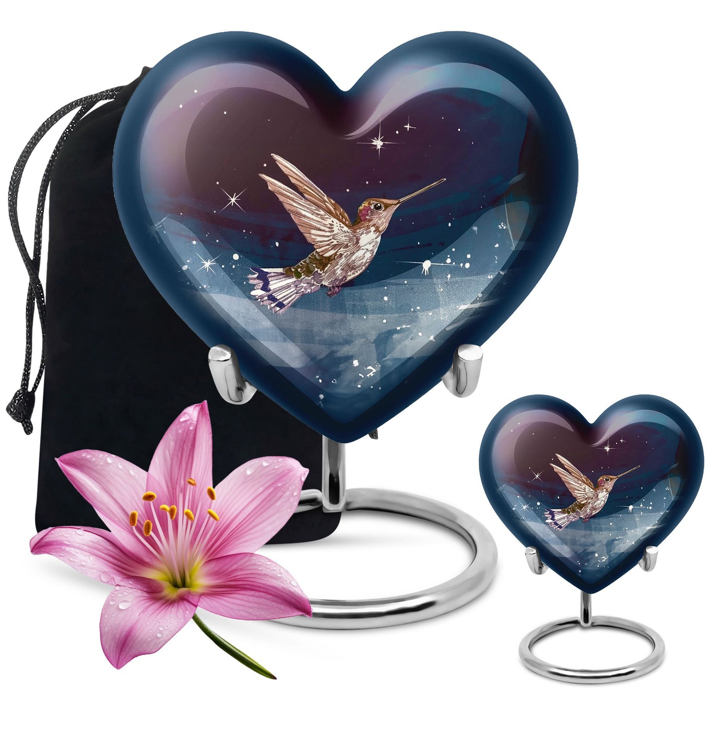 10-inch heart-shaped hummingbird burial 