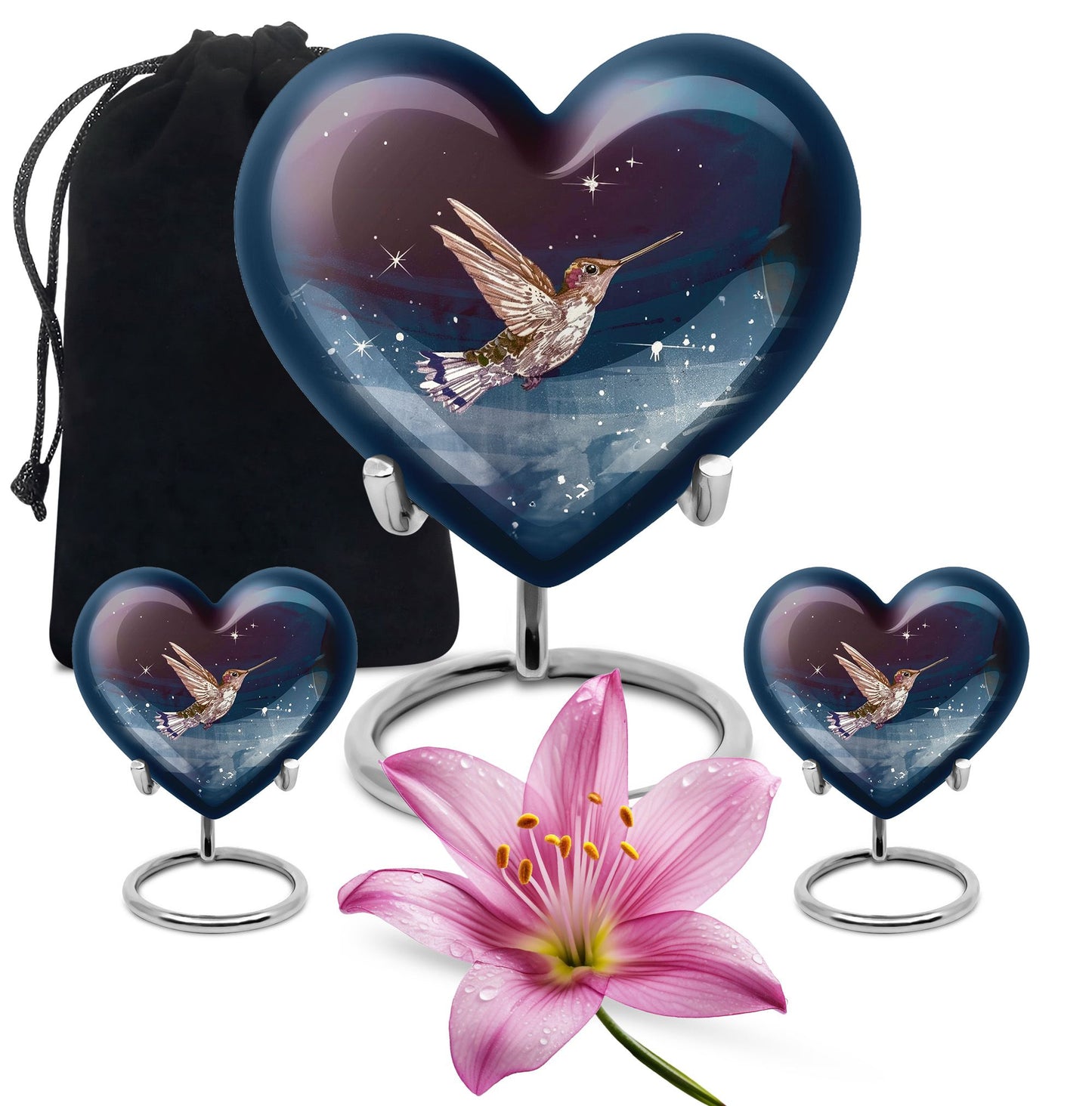 10-inch heart-shaped hummingbird burial 