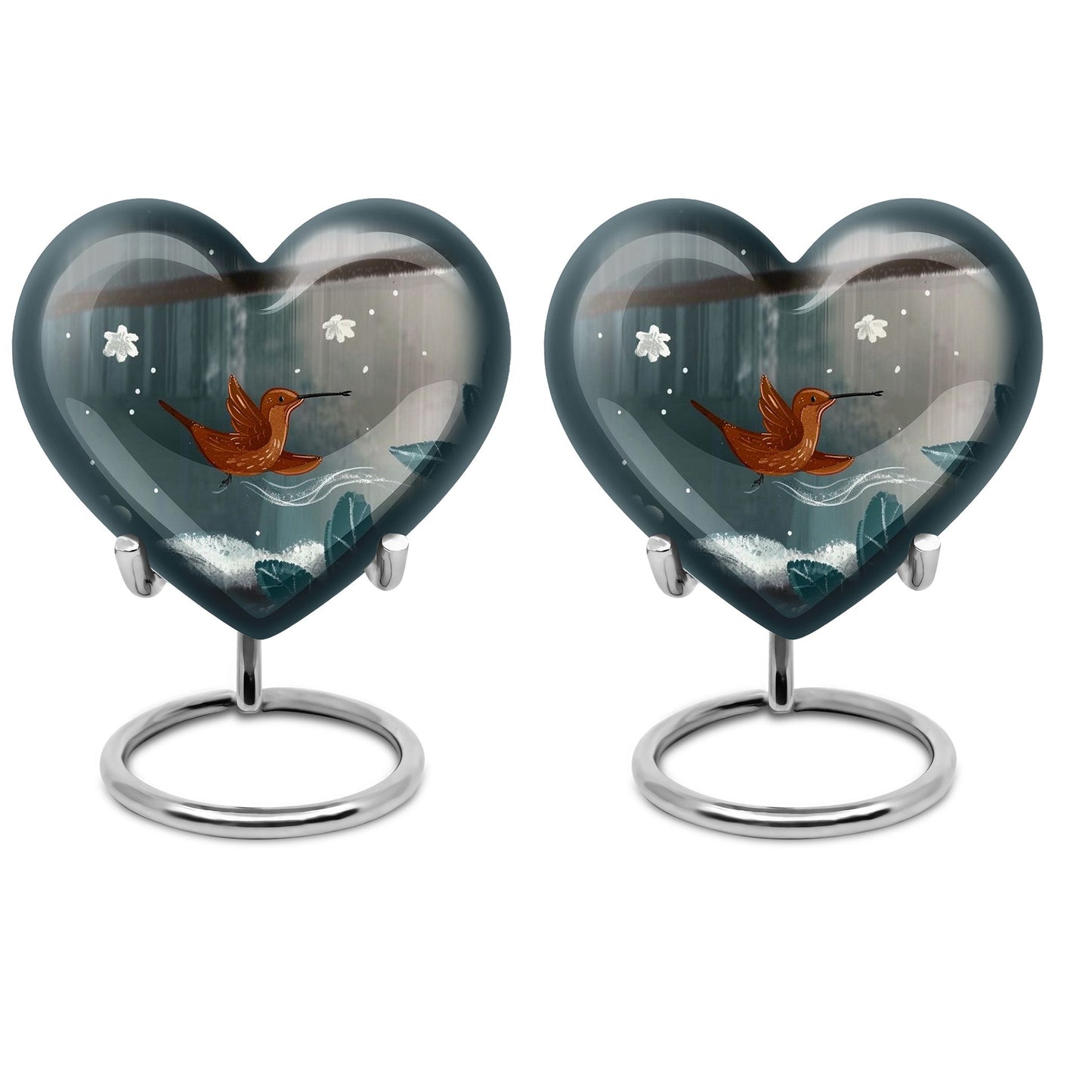 heart-shaped hummingbird urn