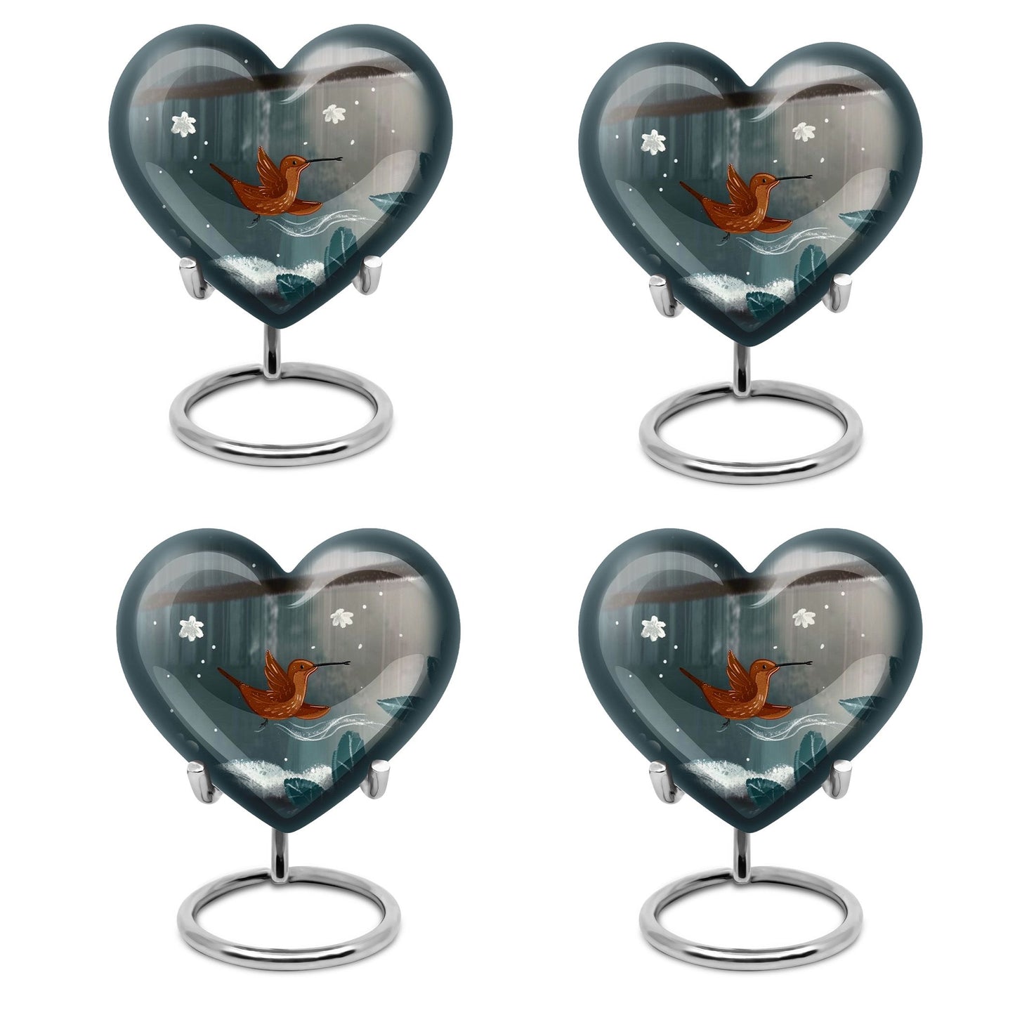heart-shaped hummingbird urn