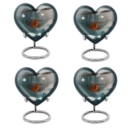 heart-shaped hummingbird urn