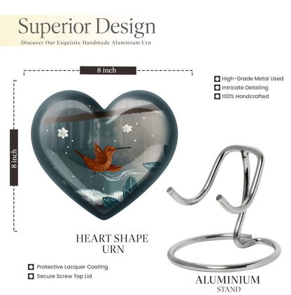 heart-shaped hummingbird urn