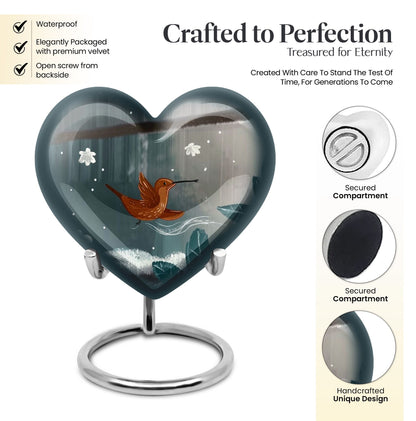 heart-shaped hummingbird urn