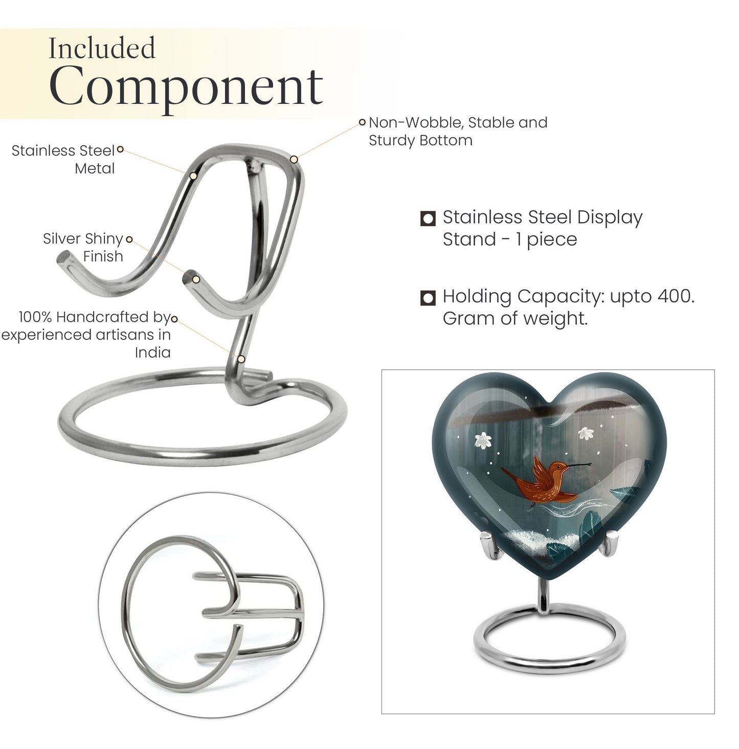 heart-shaped hummingbird urn