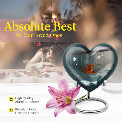 heart-shaped hummingbird urn