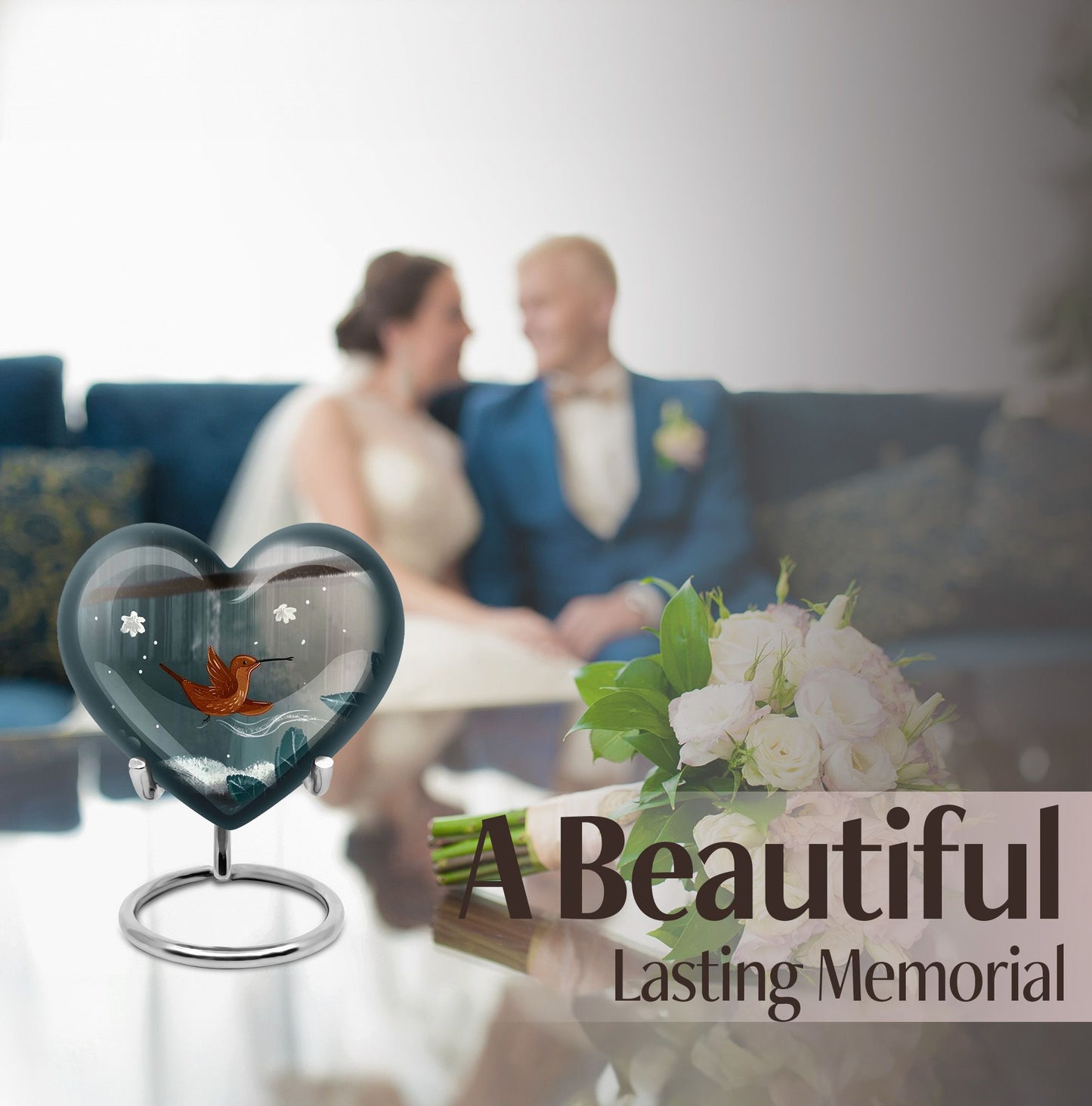 heart-shaped hummingbird urn